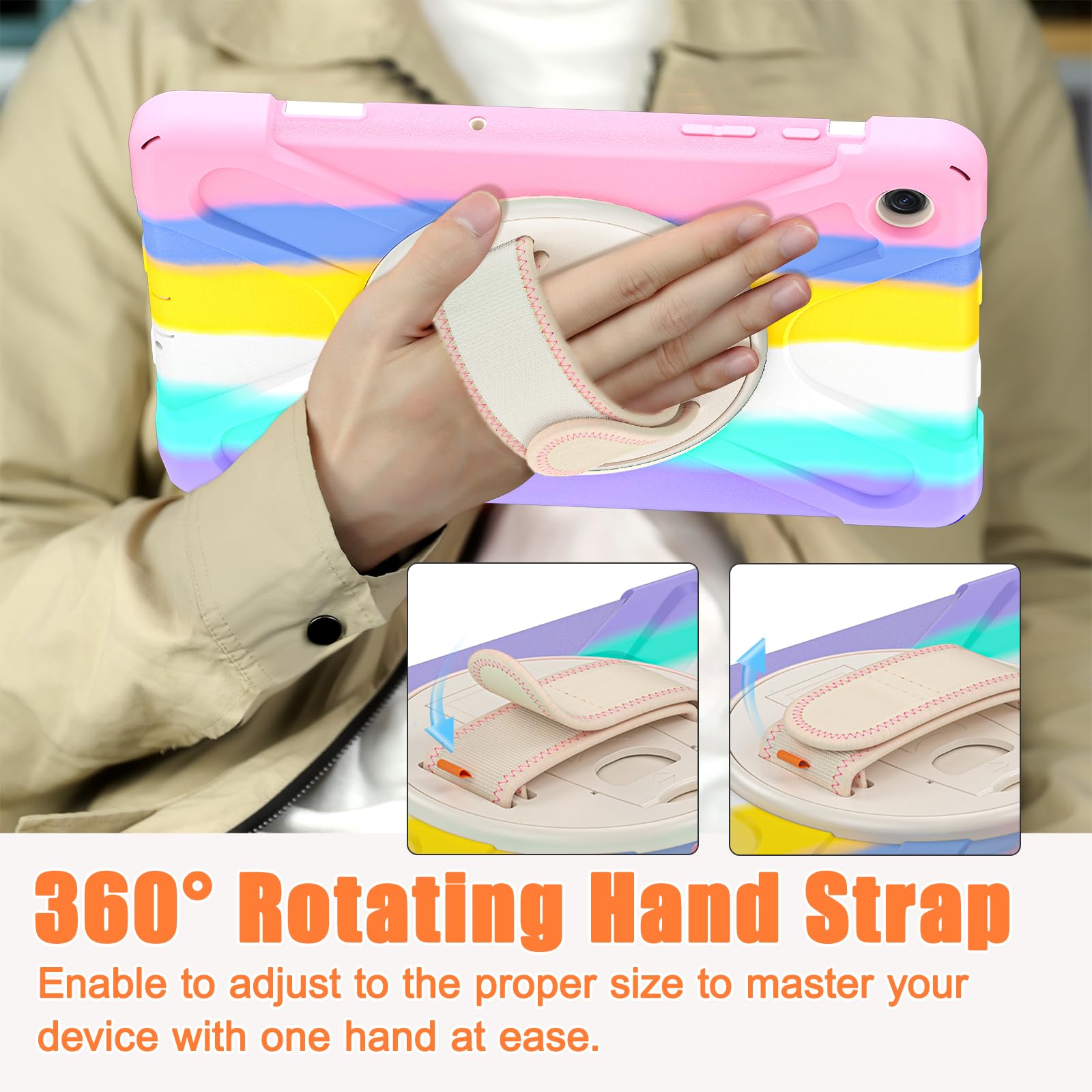 Tsqqst Samsung Galaxy Tab A9+ Plus Case 11'' 2023 For Kids Girls With Screen Protector Stand&Hand Shoulder Strap | Rugged Protec