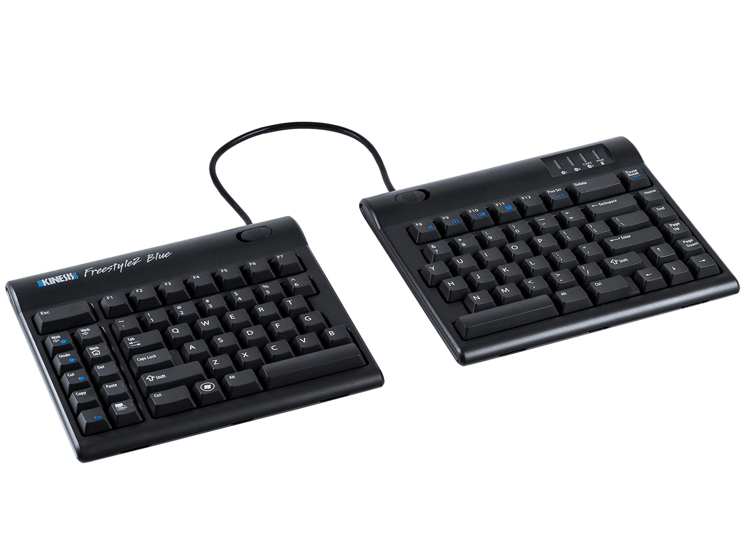 Kinesis Freestyle2 Blue Wireless Ergonomic Keyboard For Pc (9'' Separation), Dark Gray