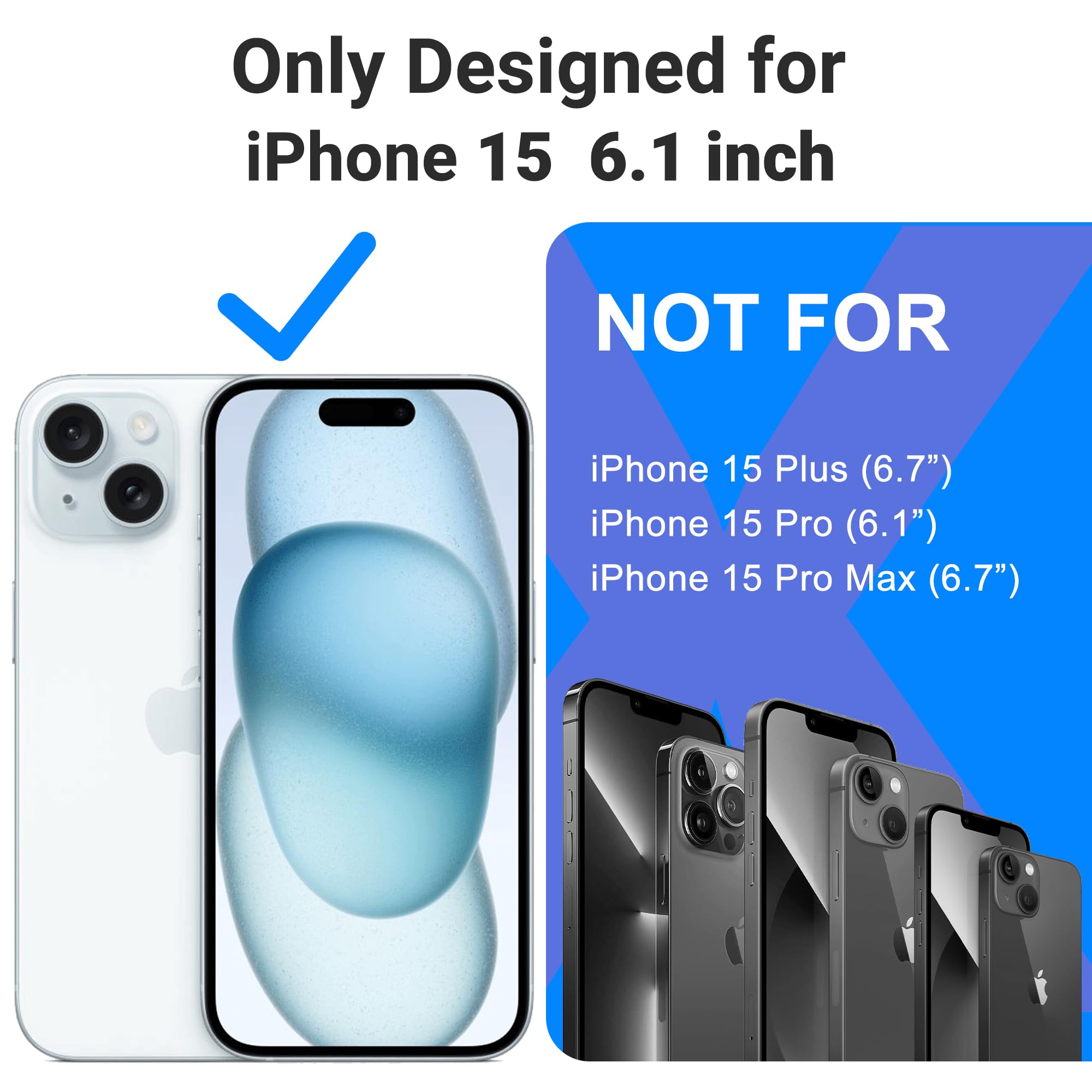 Temdan Designed For Iphone 15 Case Clear, [Non Yellowing] [Military Grade Drop Protection] Slim Thin Shockproof Protective Cover