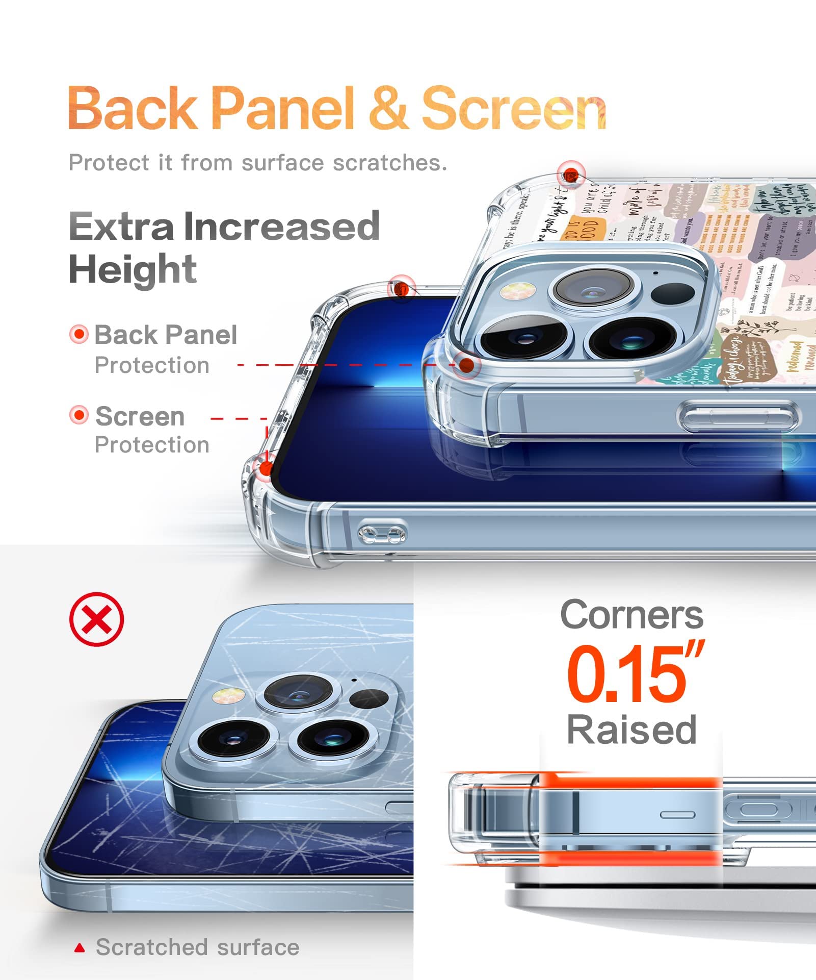 Vesidurt Bible Verses iPhone 13 Pro Case - Trendy TPU Protective Cover with Christian Jesus Quotes Collage Design