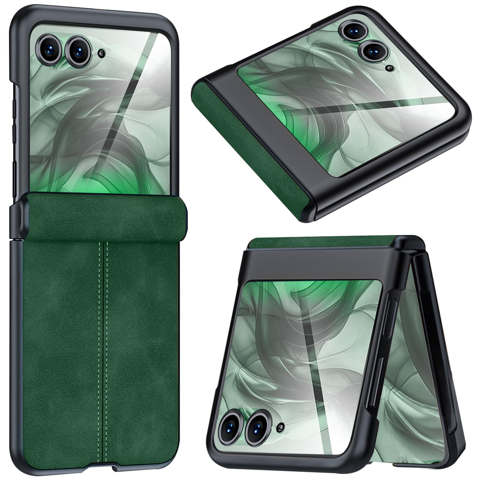 NINKI for Motorola Razr 2024 Plus Case with Hinge,Leather Cover for Moto Razr 2024 Plus Screen Protector Scratch Resistant Slim 
