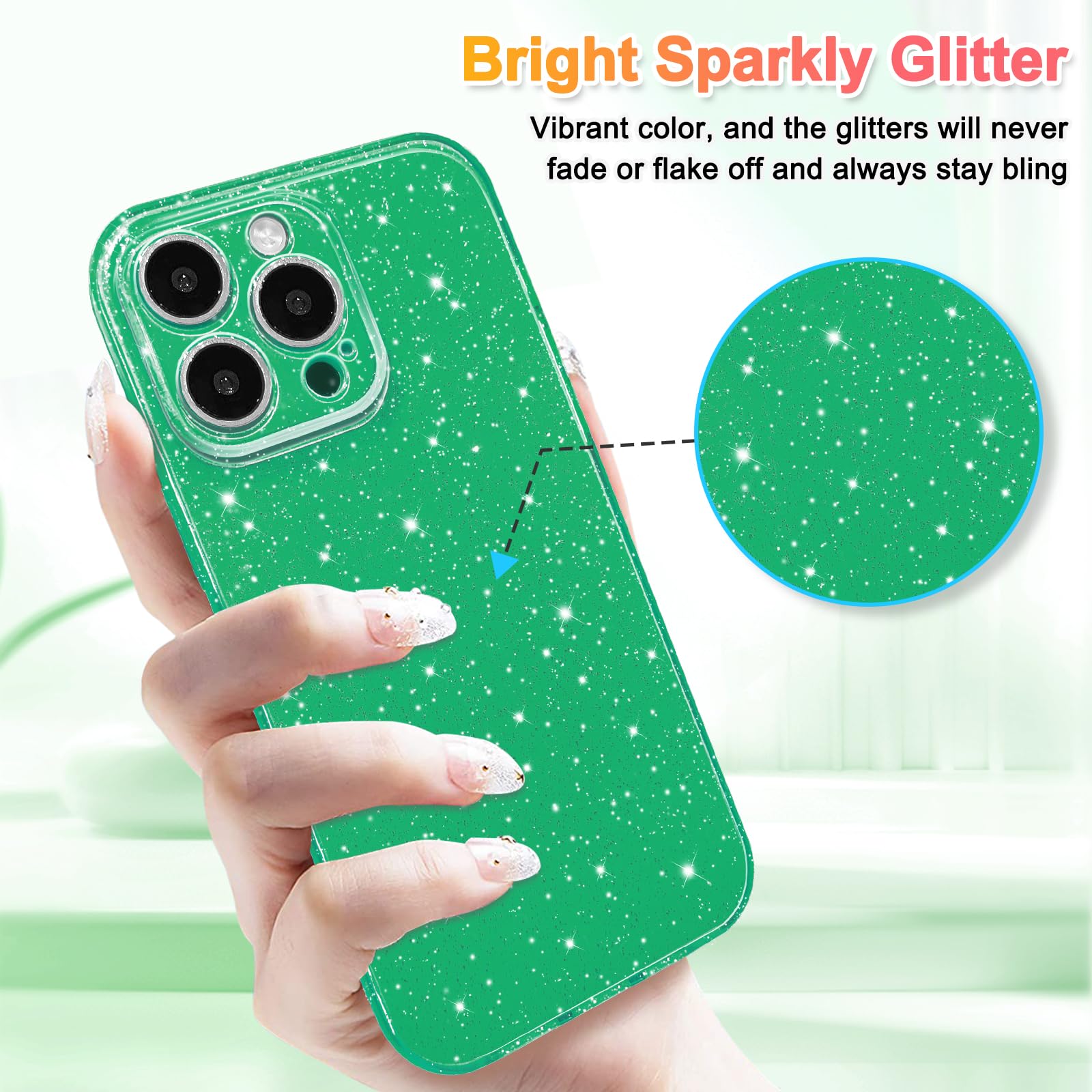 Hython Case For Iphone 12 Pro Case Glitter Cute Sparkly Shiny Bling Sparkle Phone Cases 6.1'', Thin Slim Fit Soft Tpu Bumper Sho