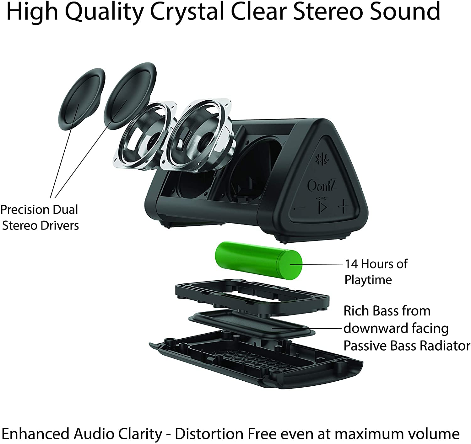 Oontz Angle 3 Bluetooth Speaker, Portable Wireless Bluetooth 5.0 Speaker, 10 Watts, Crystal Clear Stereo Sound, Rich Bass, Ipx5 Water Resistant, Loud Portable Bluetooth Speaker (Pink)