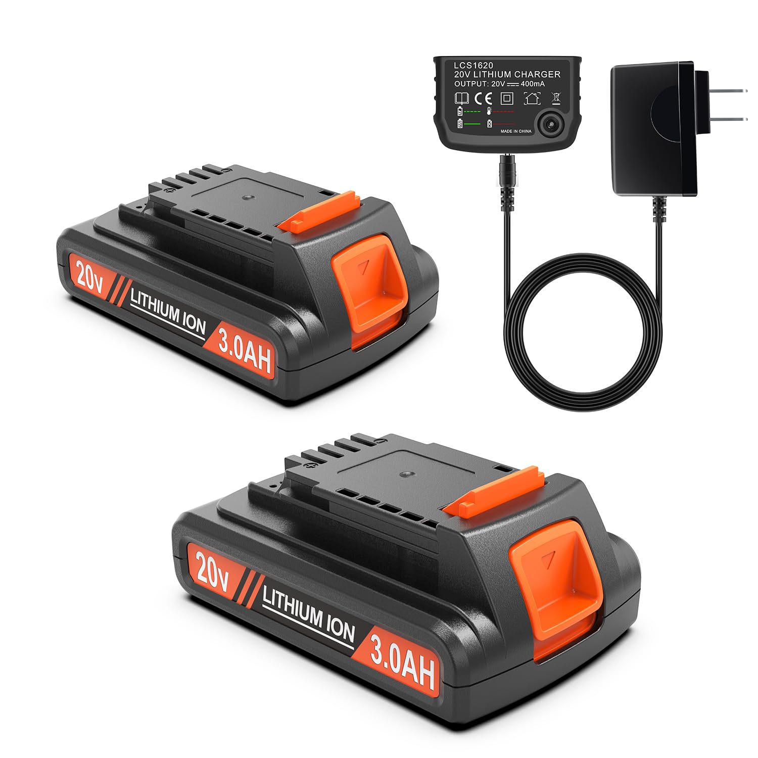 Peyesten 2 Pack 3000Mah 20V Max Battery And Charger, Replacement For Black And Decker 20V Lithium Battery, Compatible With Black