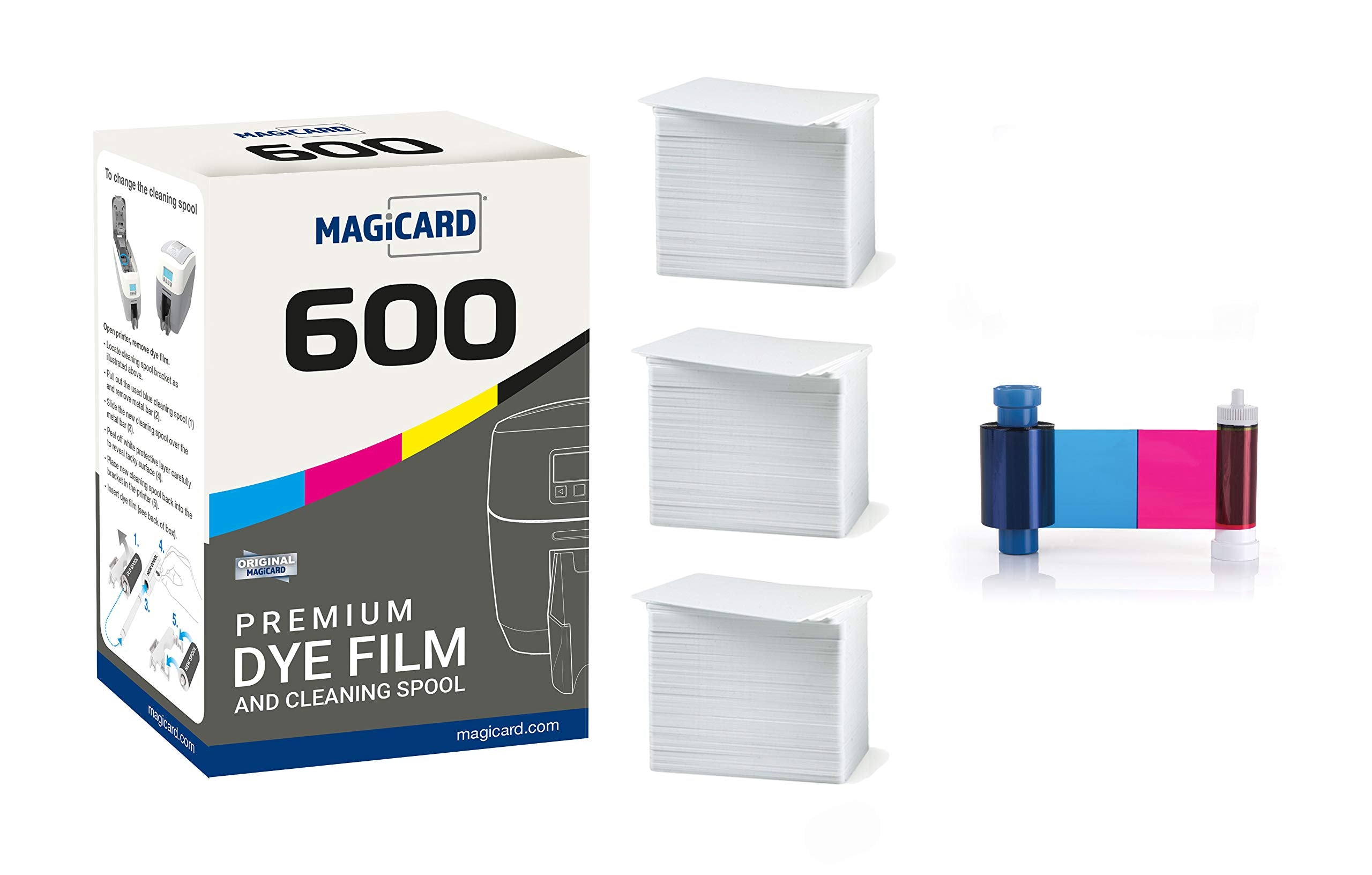 Bodno Magicard 600 Printer Mb300Ymcko Color Ribbon   Ymcko   300 Prints Premium Cr80 30 Mil Graphic Quality Pvc Cards   Qty 300