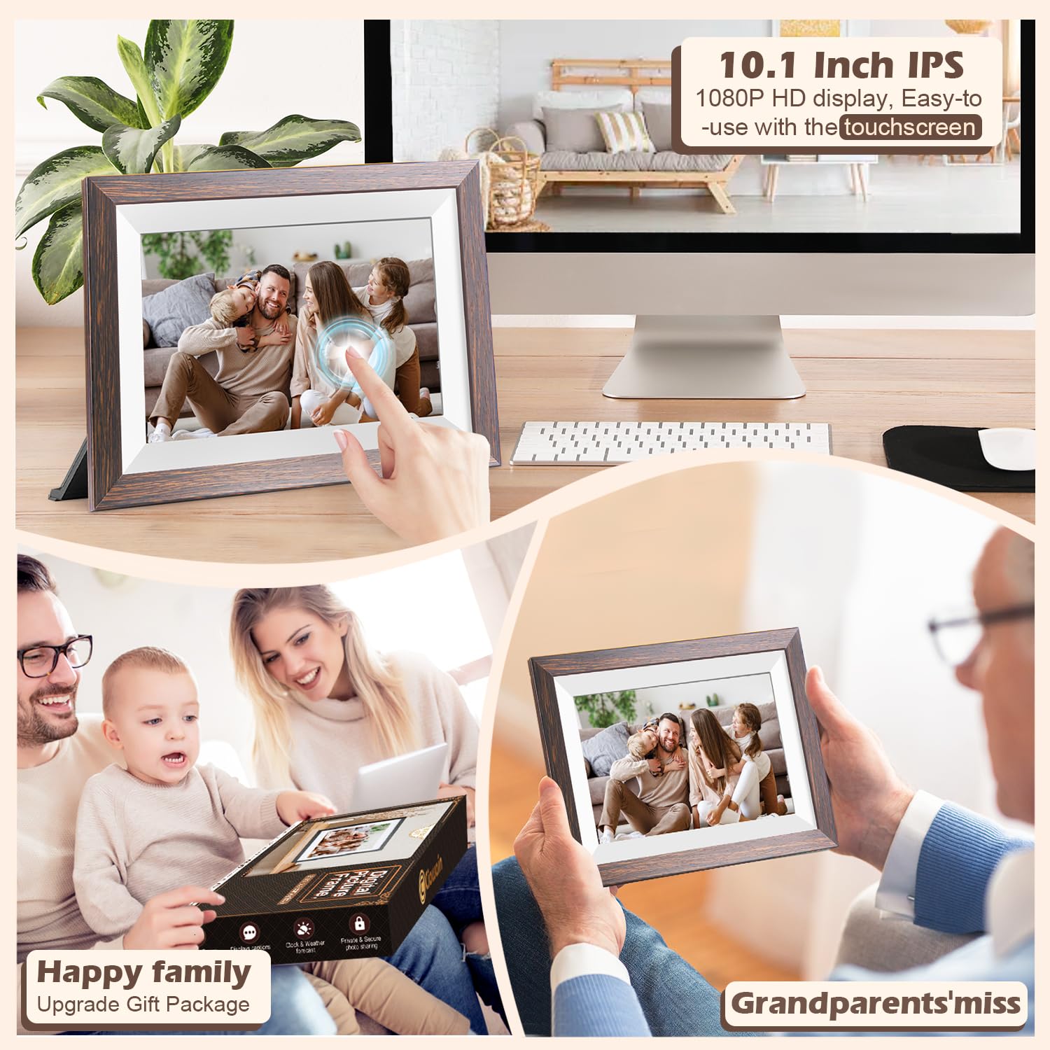 Frameo Digital Picture Frame Wifi 10.1Inch Digital Photo Frame,Electronic Photo Frame Load From Phone,1280X800 Ips Touch Screen