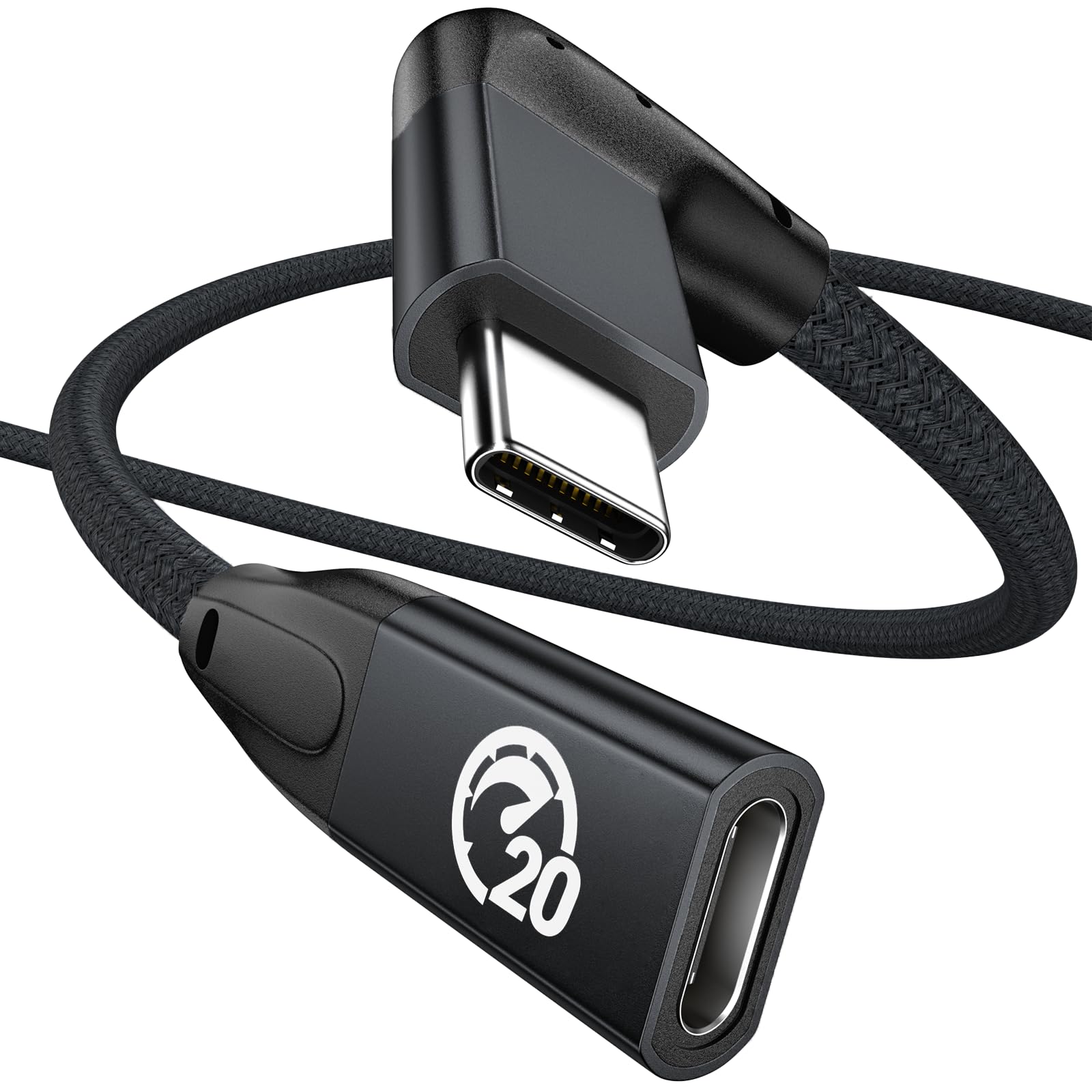 Usebean Right Angle Usb C Extension Cable 1.6Ft, 90 Degree Usb C 3.2 Gen 2 20Gbps Male To Female Type C 4K Video Extender Cord,F