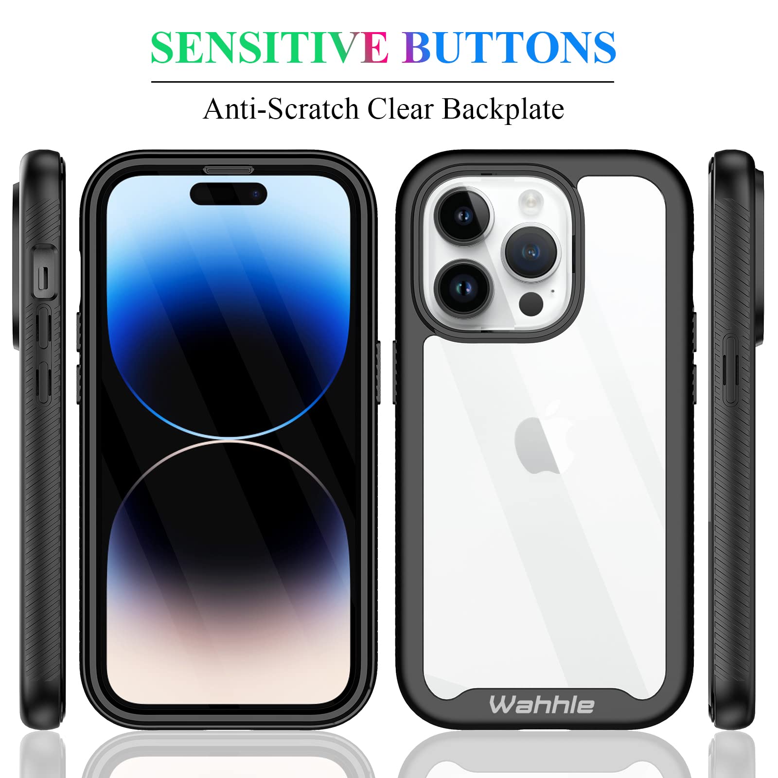 Wahhle Compatible With Iphone 14 Pro Case, Full Body Protection Phone Cover With Screen Protector Built In, Touch Sensitive, Ant