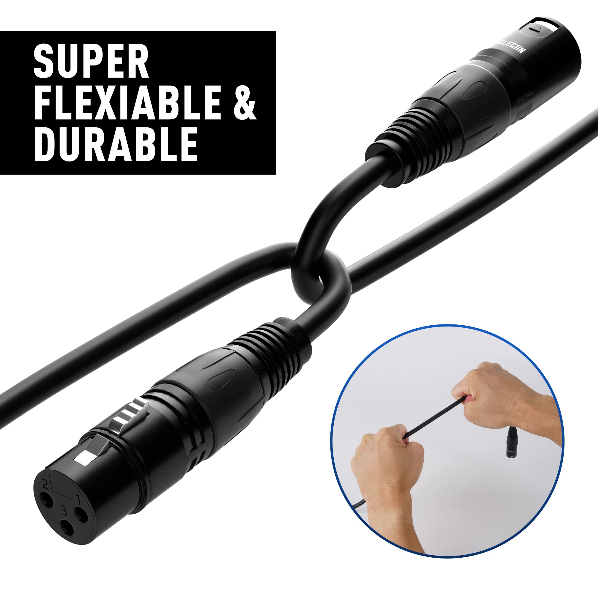 Xlr Cable Microphone Cable 25 Feet,Elecan Heavy Duty Balanced Xlr Speaker Cable (From 25 200Ft) 3 Pin Shielded Male To Female Mi