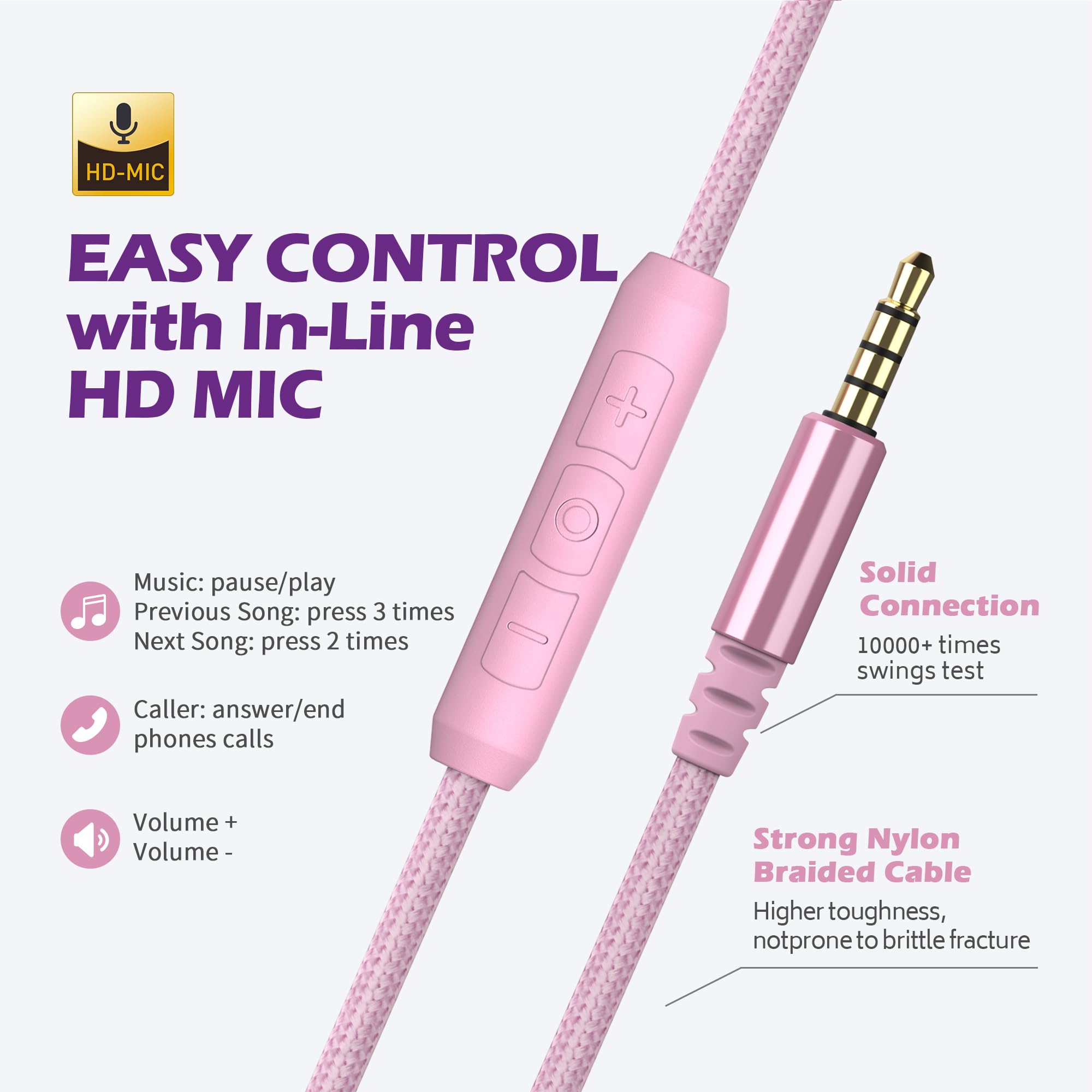 Ailihen C8 Girls Headphones, On Ear Headphones Wired With Microphone And Volume Control Foldable Corded Stereo 3.5Mm Headset For