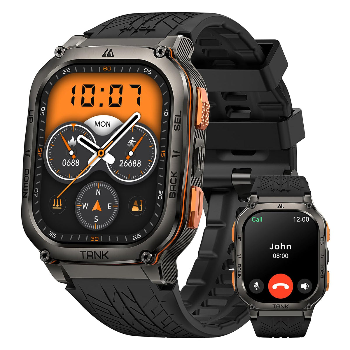 Amaztim Military Smart Watch With Gps, 6 Satellite Positioning/Compass, Stainless Steel Body, 50M Waterproof, 60 Days Extra-Long