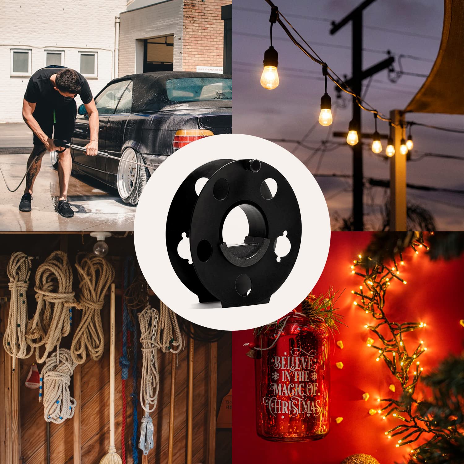 Garfatolrv Cord Storage Reel Easy To Use Center Spin Handle