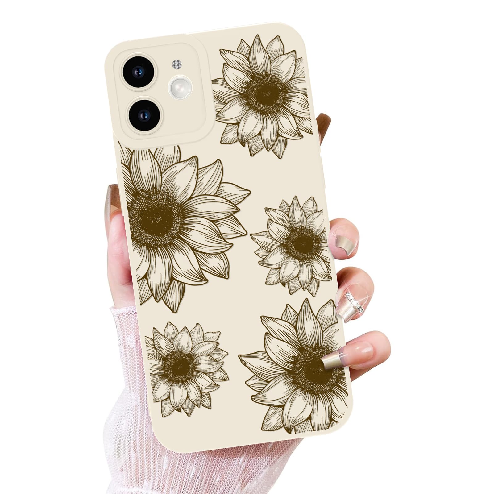 Ook Floral Case For Iphone 11 Case, Cute Sunflower Floral Blooms Design Soft Tpu Shockproof Protective For Women Girls Slim Phon