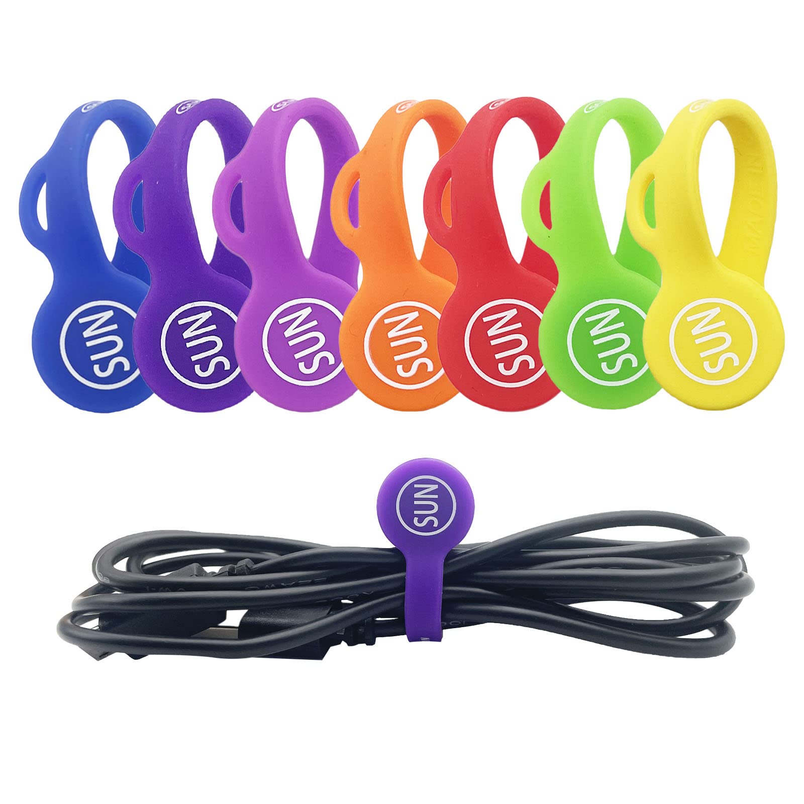 Sunficon Magnetic Cable Clips Cable Organizers 7 Pack Rainbow Earbuds Cords Winder Bookmark Whiteboard Noticeboard Fridge Magnet