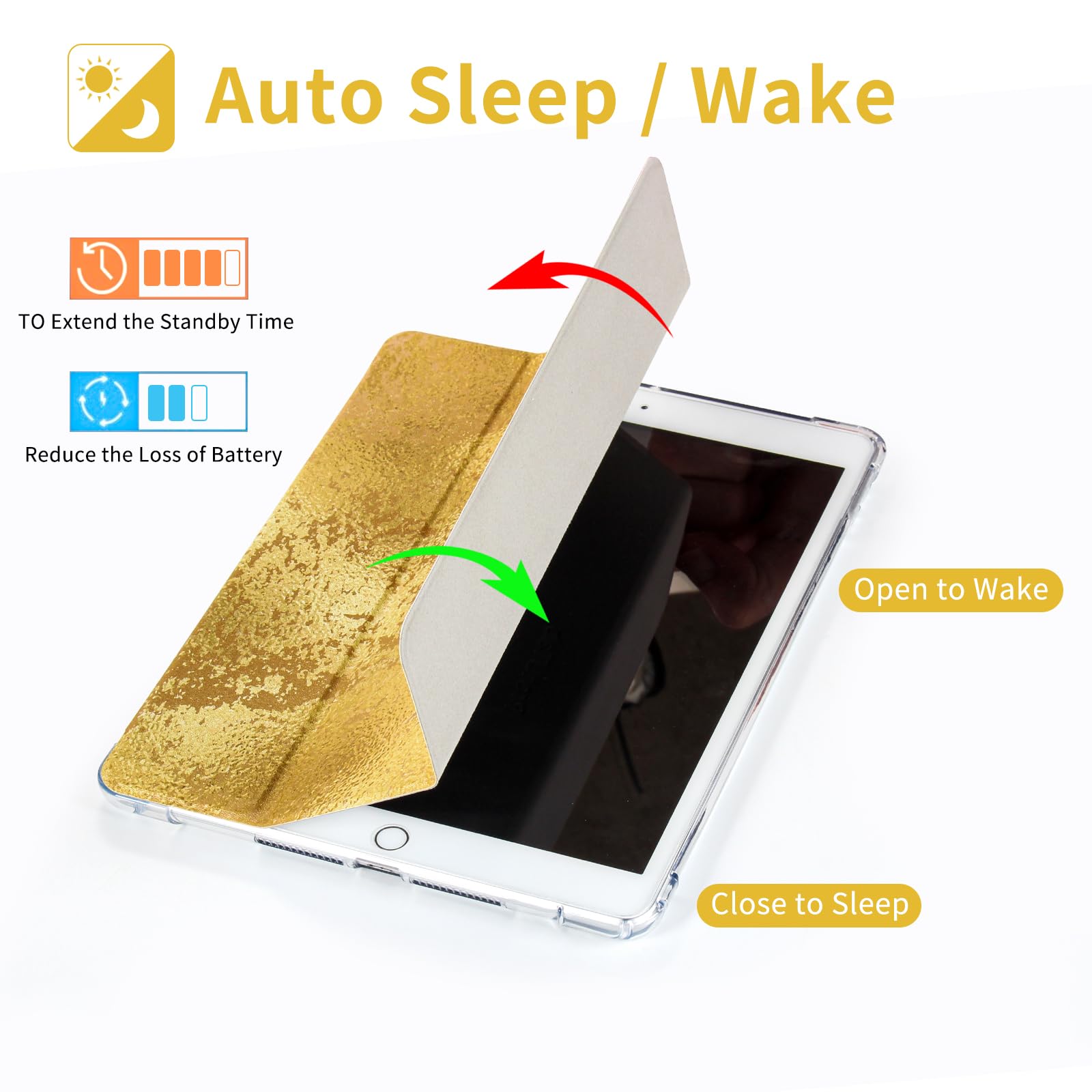 Protutab Case Compatible With Ipad 9Th Generation With Pencil Holder, Auto Wake&Sleep Slim Trifold Stand Case Compatible With Ip