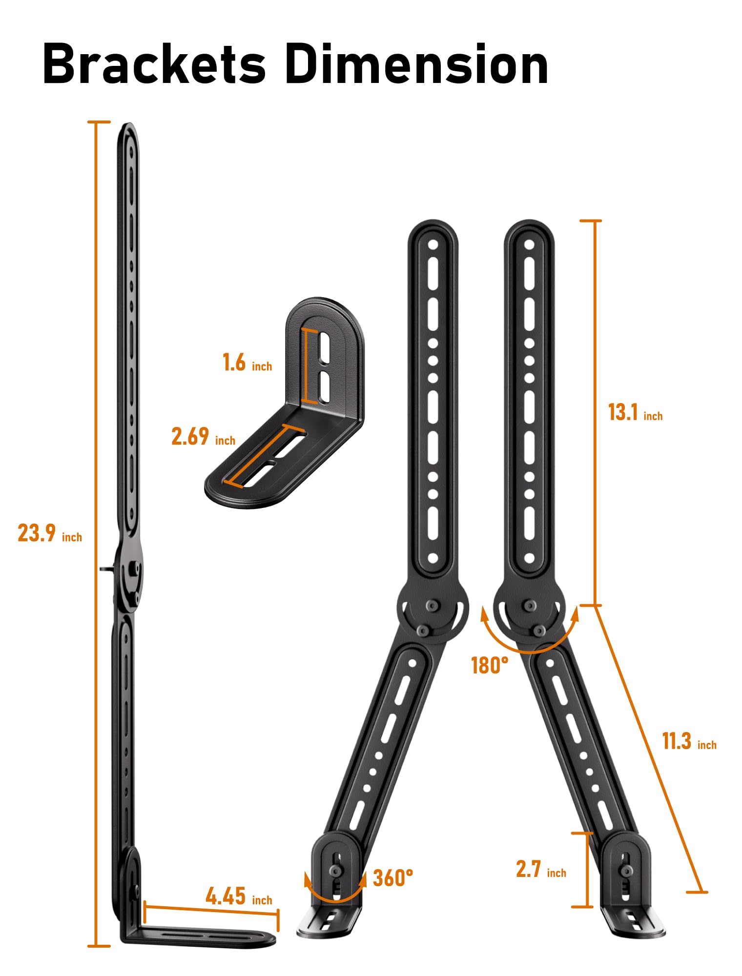 Kamiwi Soundbar Mount Bracket,Soundbar Mounts Under Tv Or Above Tv,Soundbar Tv Mount With 180 Adjustable Extension Plates And L