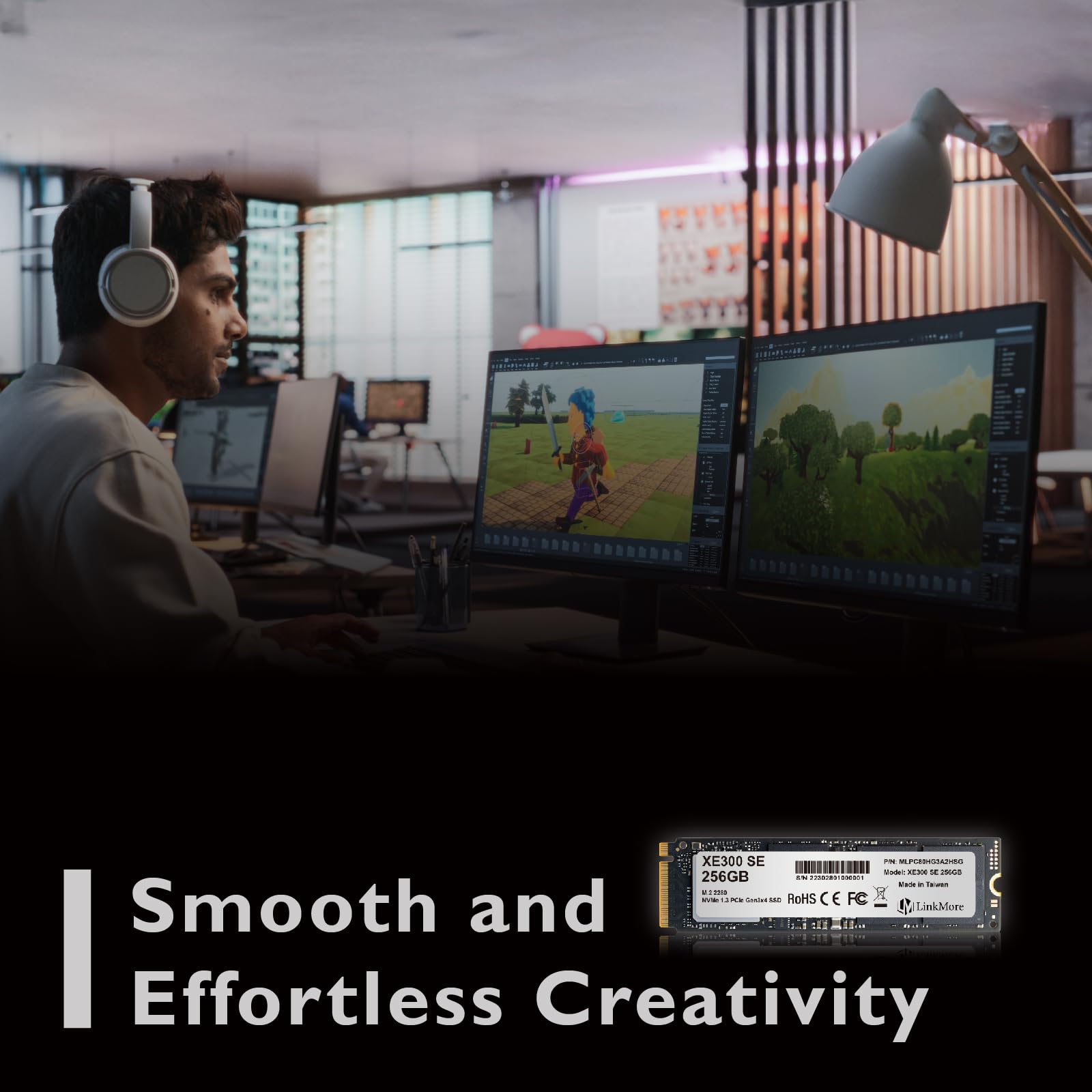 Linkmore Xe300 Se 256Gb Pcie Gen3 Nvme M.2 2280 Internal Solid State Drive, Gen3.0X4 Read Speed Up To 2100Mb/S, Write Speed Up T
