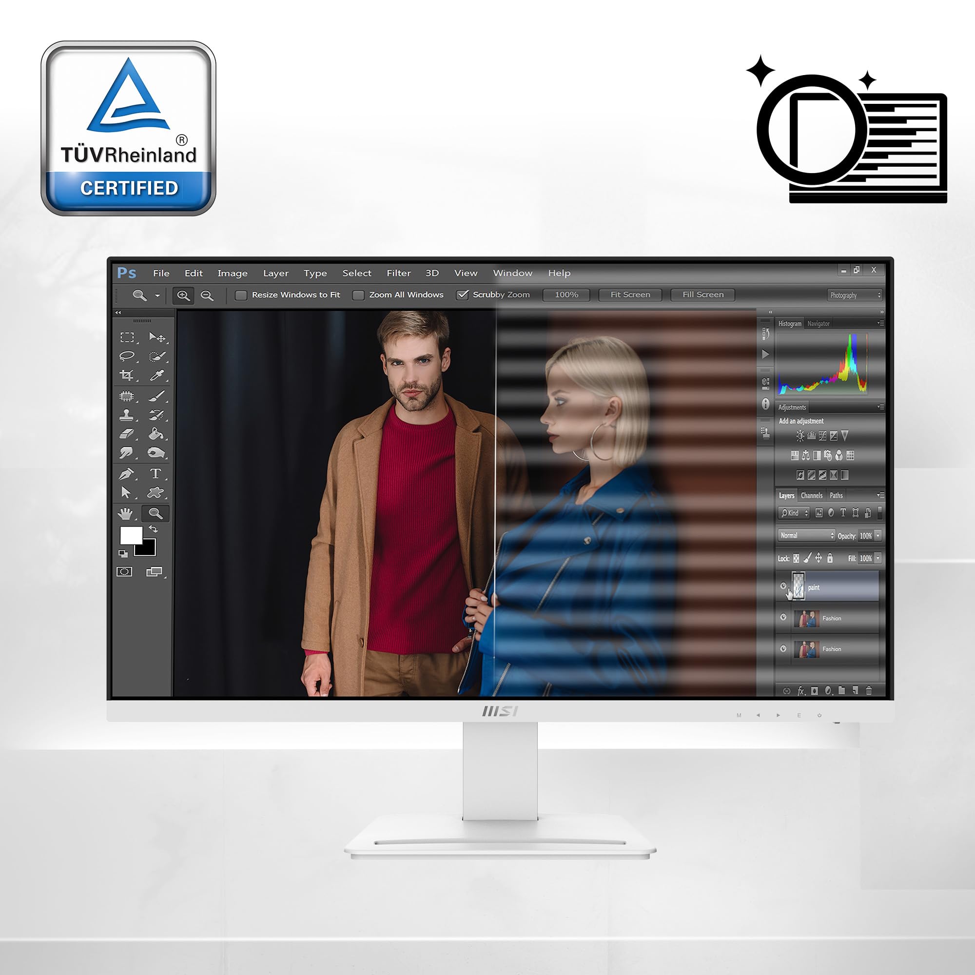 Msi Pro Mp273Aw, 27 Monitor, 1920 X 1080 (Fhd), Ips, 100Hz, Tuv Certified Eyesight Protection, 4Ms, Displayport, Hdmi, Tilt, Whi