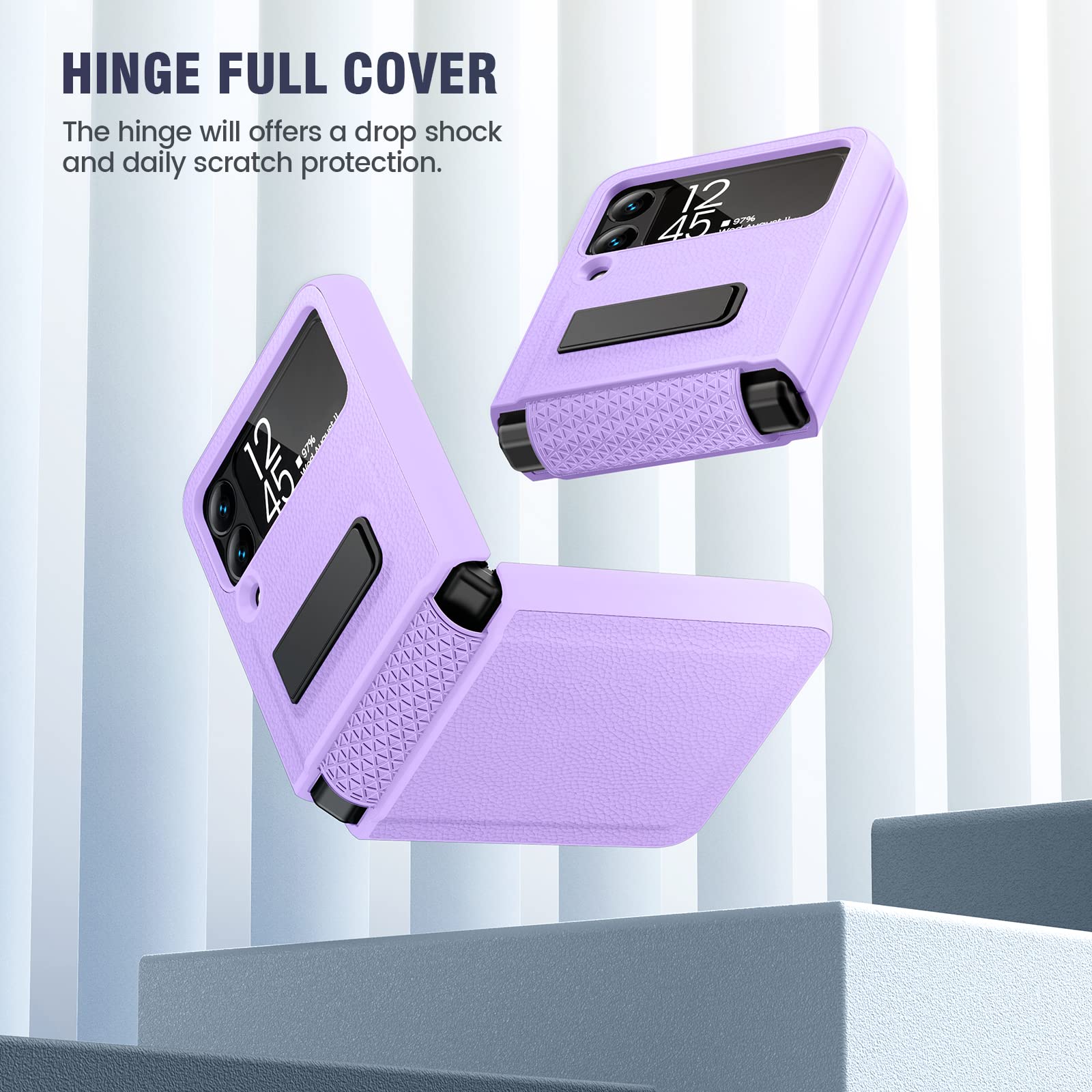 Caka Galaxy Z Flip 3 Case, Galaxy Z Flip 3 5G Case With Kickstand Hinge Protection Built In Lens Camera Protector For Women Girl