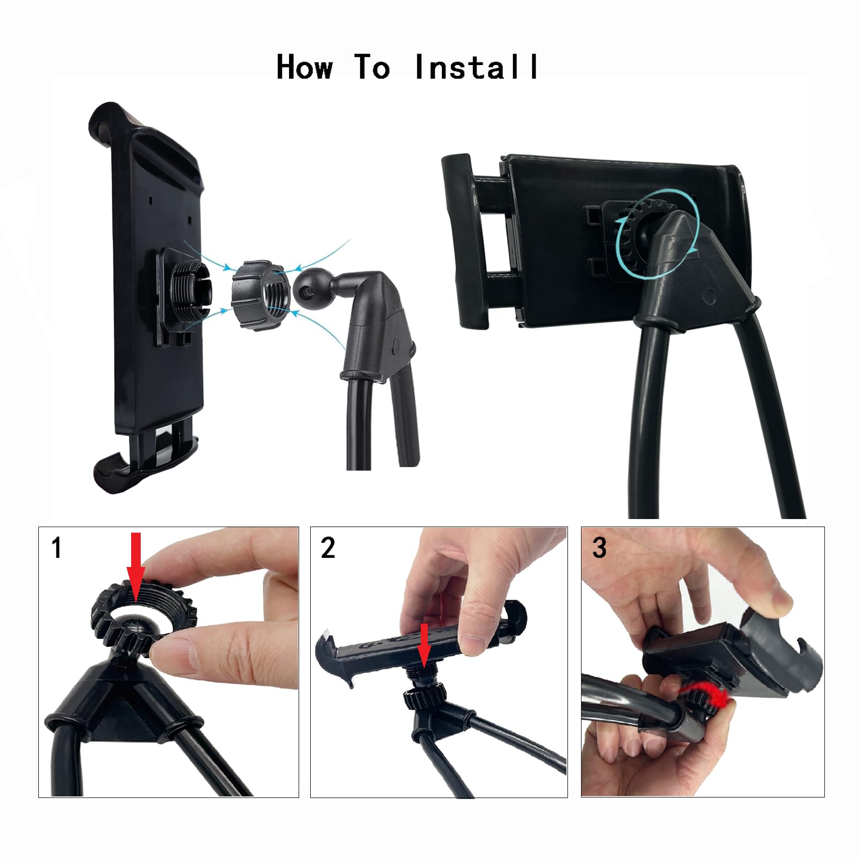 Qkonkgns Lazy Cell Phone Holder, Universal Cell Phone Holder For Smart Mobile Phone,Hanging On Neck Cell Phone Mount Holder,Blac