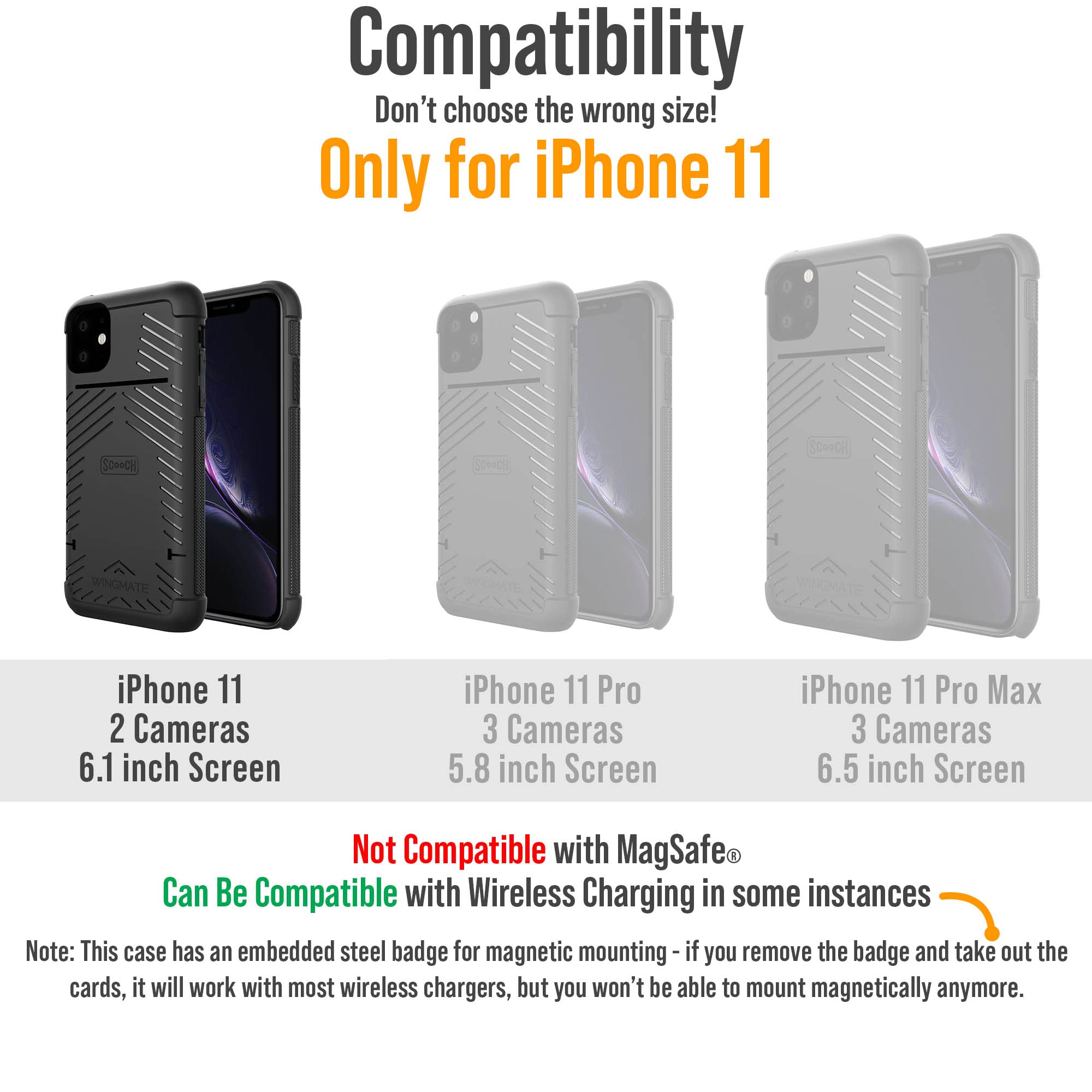 Scooch Iphone 11 Case With Card Holder, Wingmate For Iphone 11 Wallet Case With Rfid Protection,10 Foot Drop Protection, Magneti