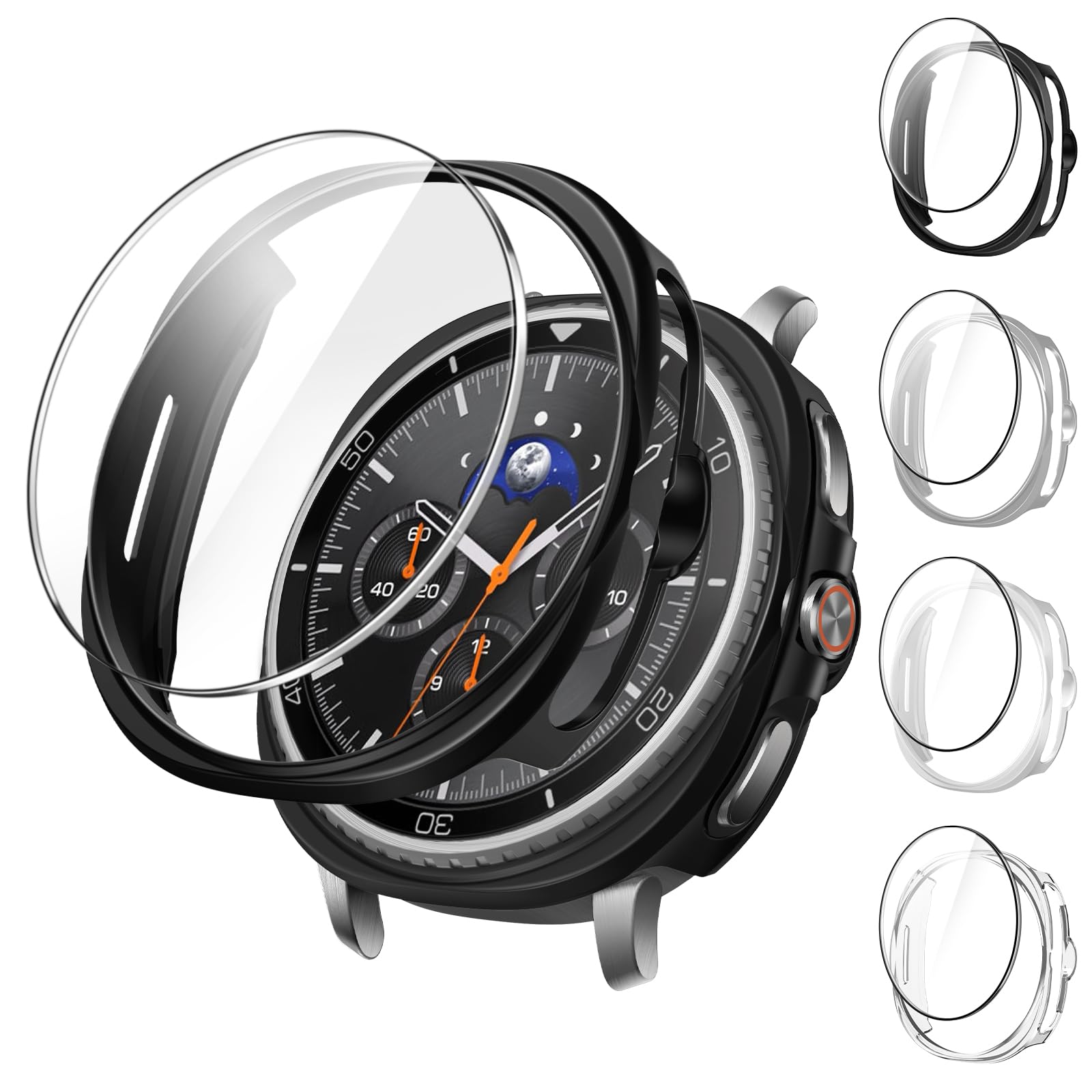 JETech 4+4 Pack Case and Screen Protector for Samsung Galaxy Watch 8 Classic 46mm, Tempered Glass Film Protective Hard PC Bumper