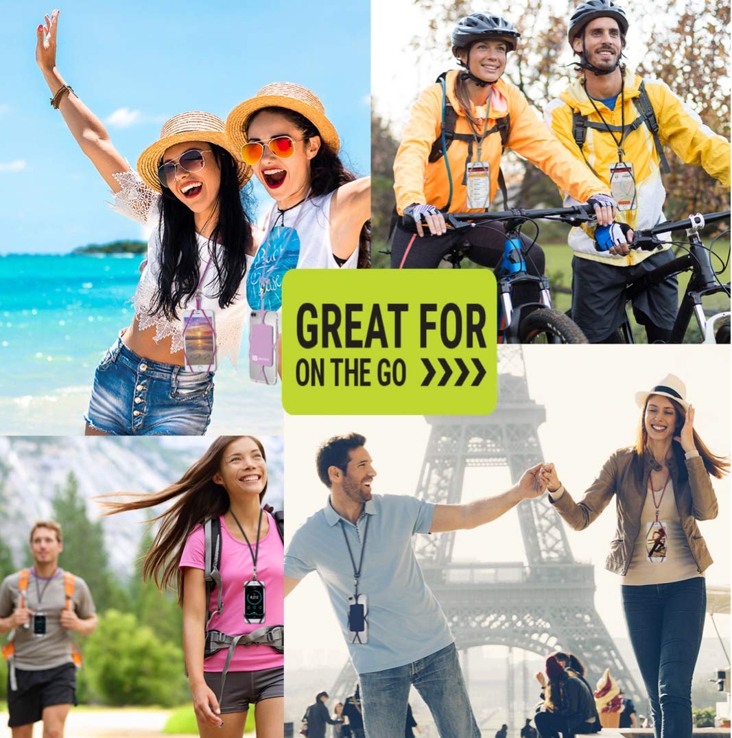 Gear Beast Cell Phone Lanyard with Adjustable Neck Strap Compatible with iPhone Galaxy & Most Smartphones, Silicone Phone Holder with Card Pocket and Adjustable Satin Polyester Lanyard