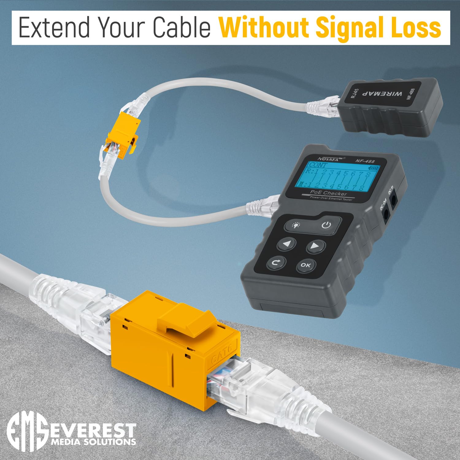 Everest Media Solutions Rj45 Cat6 Keystone Coupler In Yellow   48 Pack   Female To Female Ethernet Keystone Jack For Standard Wa