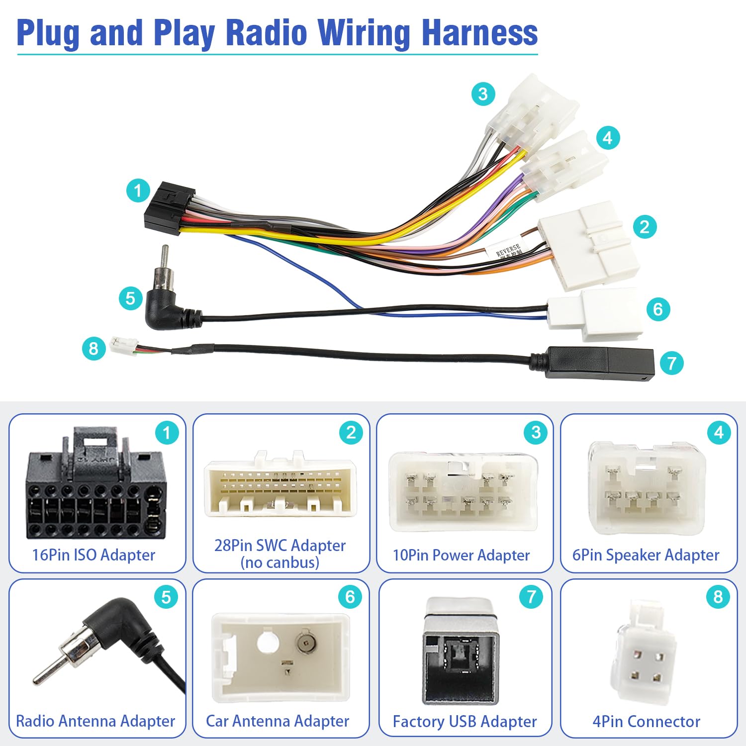 Jayubien 16Pin Radio Wire Harness Kit Replacement For 2012 Above Toyota Camry Rav4 Corolla Yaris Stereo Wiring Adapter With Butt