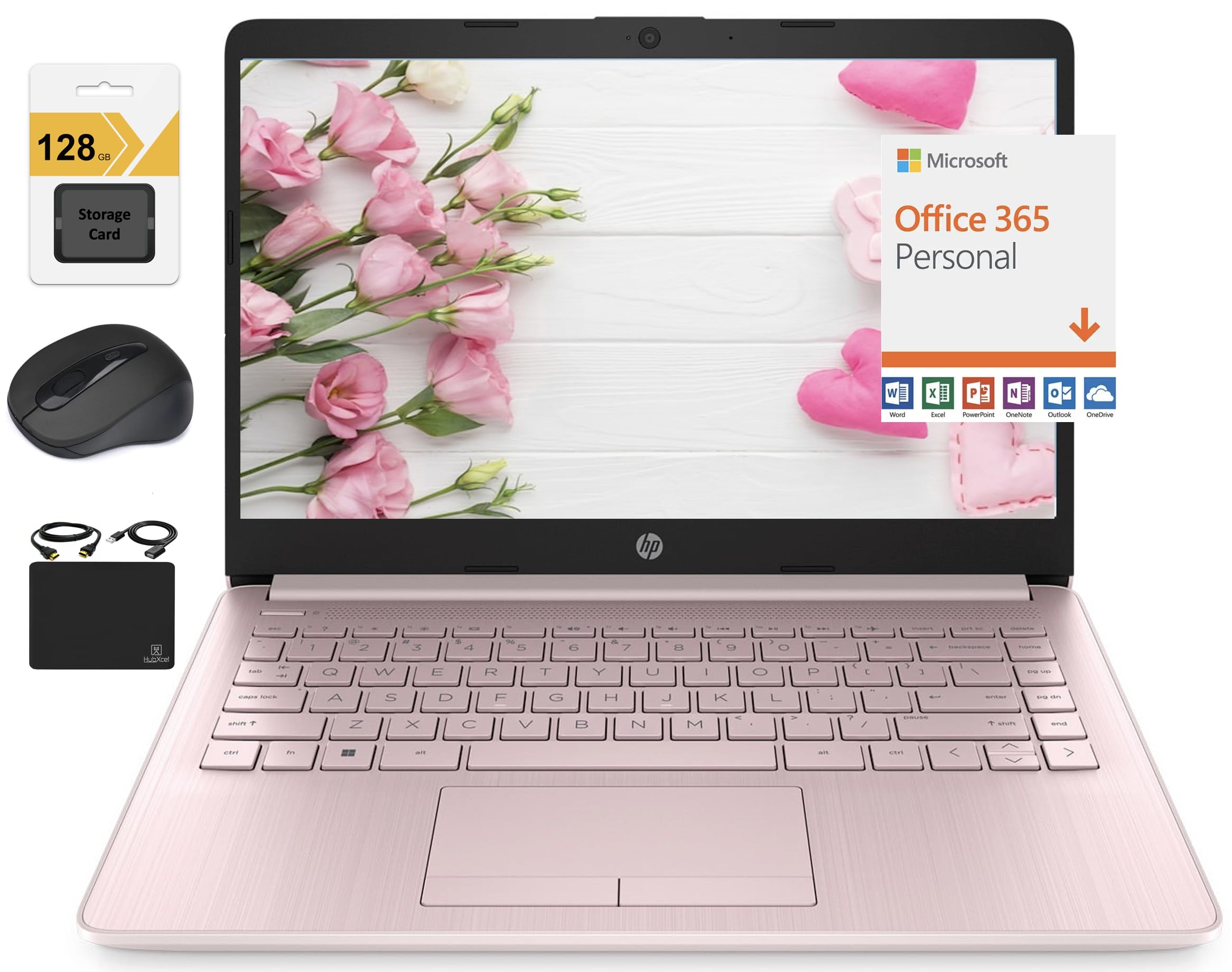 Hp Newest 14'' Hd Ultra Light Thin Laptop, Quad Core Intel Celeron Processor, 8Gb Ram, 192Gb (64Gb Emmc+ 128Gb Card), Wi Fi, Upt