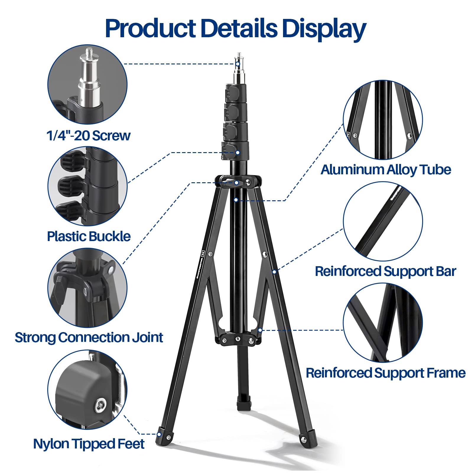 Wellmaking Light Stand, 72 Inches Led Light Stand Reverse Folding Light Tripod For Photography, Portable Light Tripod, Reflector