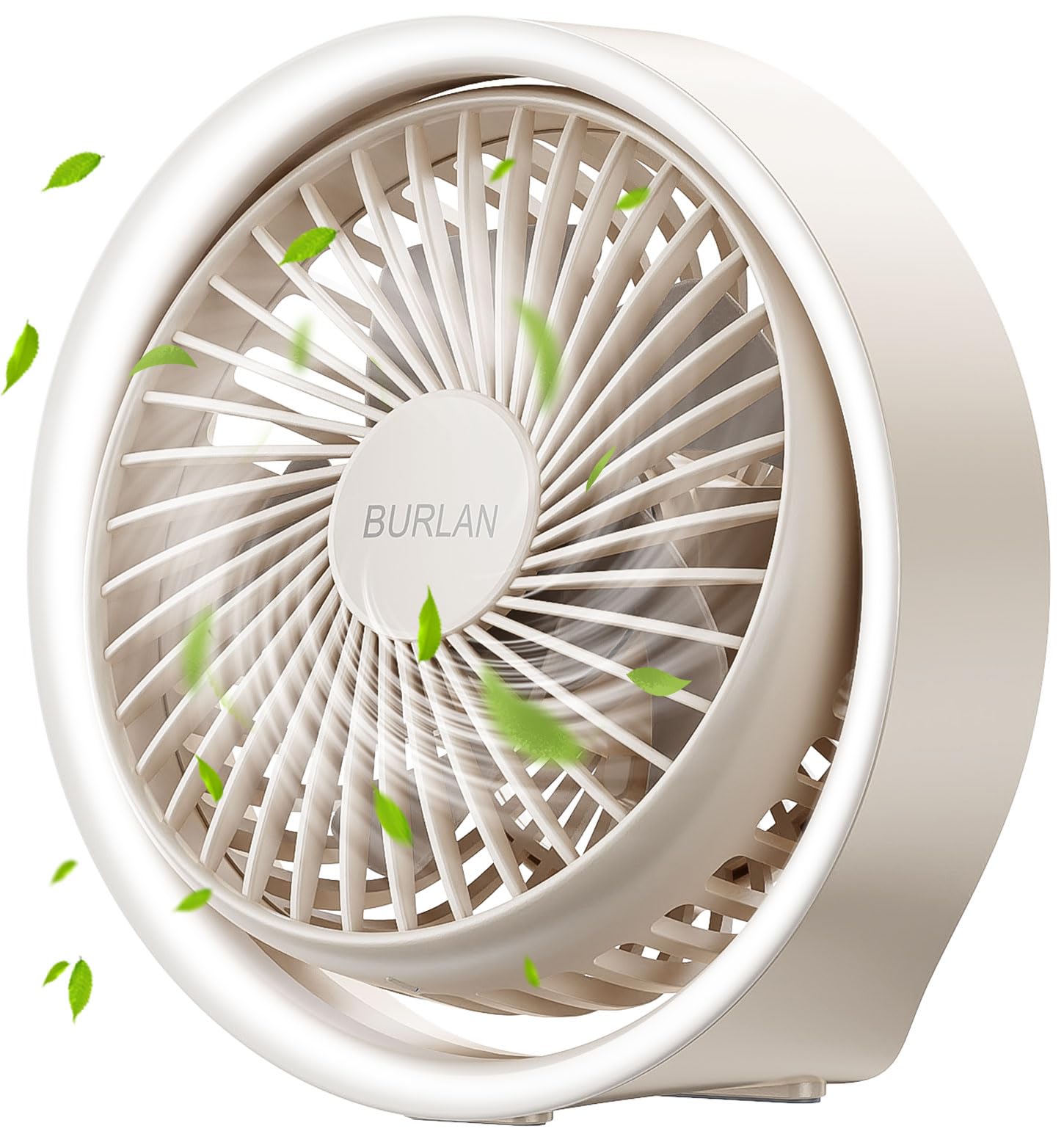 Burlan Cordless Desk Fan, Battery Operated Fan With Usb, 70Ft Strong Airflow Portable Fan, Quiet Operation Fan With Led Light An