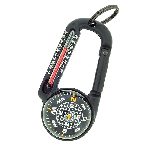 Sun Company Tempacomp   Ball Compass And Thermometer Carabiner | Hiking, Backpacking, And Camping Accessory | Clip On To Pack, P