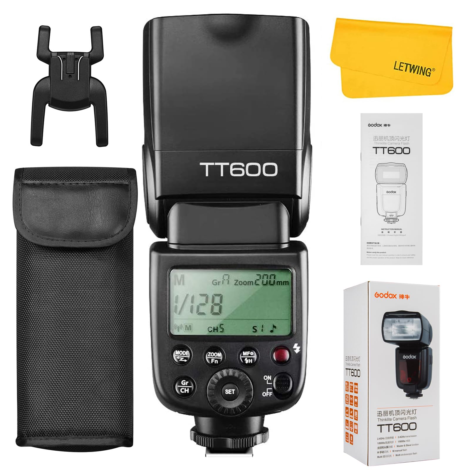 Godox TT600 2.4G Wireless Flash Speedlite Master/Slave Flash with Built-in Trigger System Compatible for Canon Nikon Pentax Olym