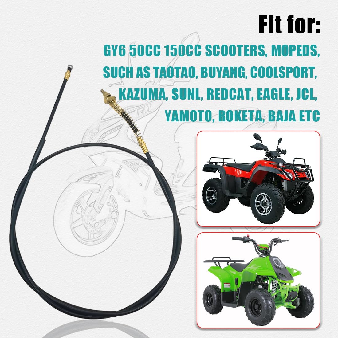 77.5'' Rear Brake Cable Gy6 50Cc 150Cc Scooter Moped Roketa Taotao Sunl