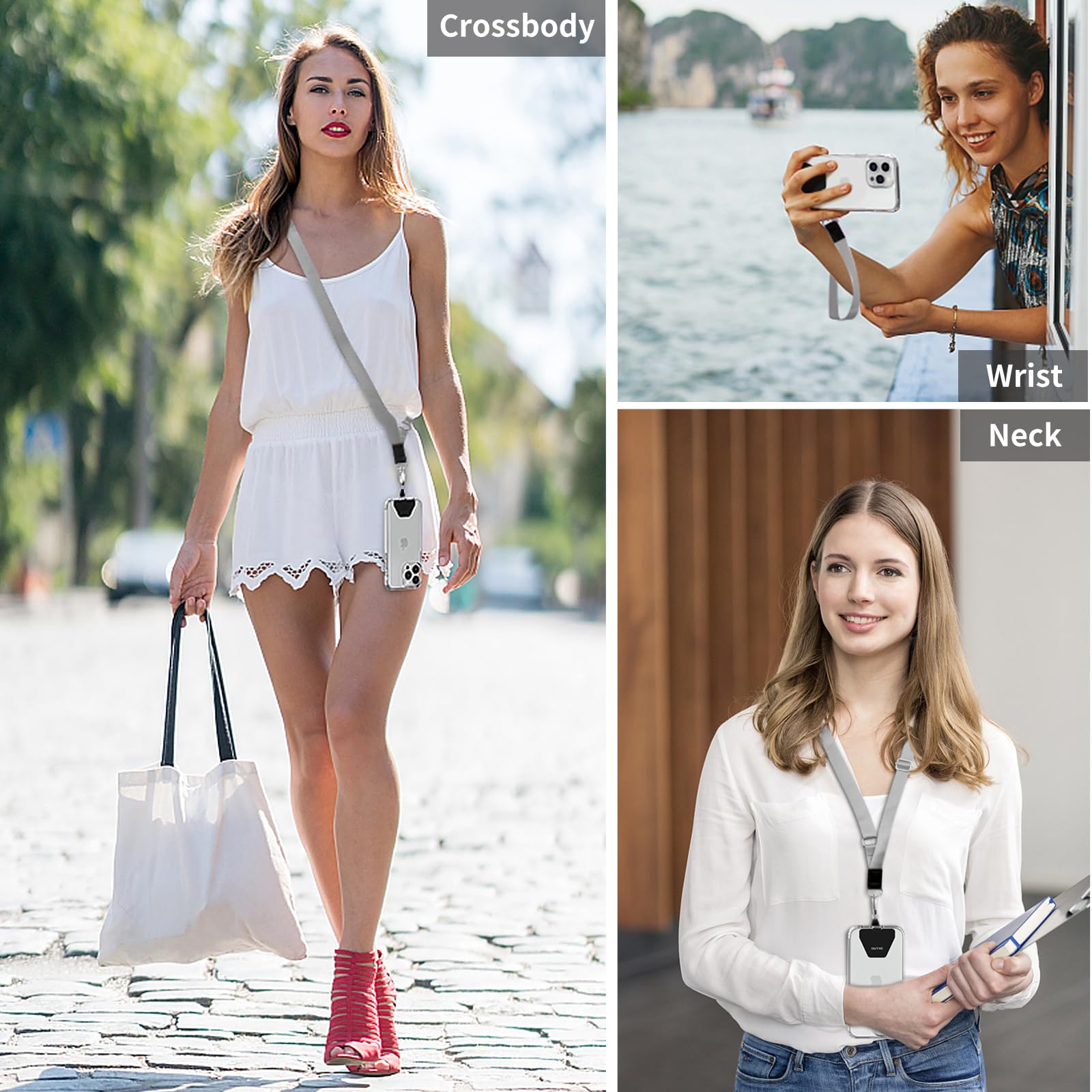 Outxe Phone Lanyard   4   Pads, 1   Adjustable Neck Strap, 1   Wrist Strap, Nylon, Compatible With All Smartphone