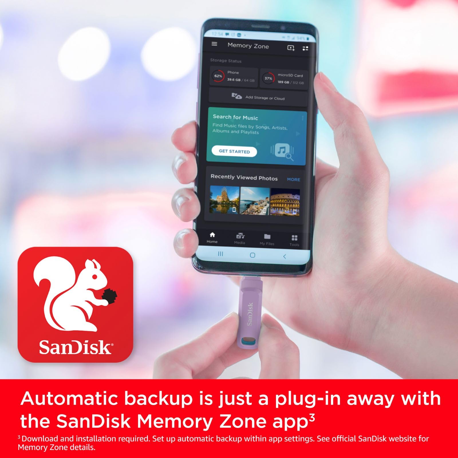 Sandisk 128Gb Ultra Dual Drive Go Usb Type-C Flash Drive - Up To 400Mb/S, Lavender - Sdddc3-128G-G46L