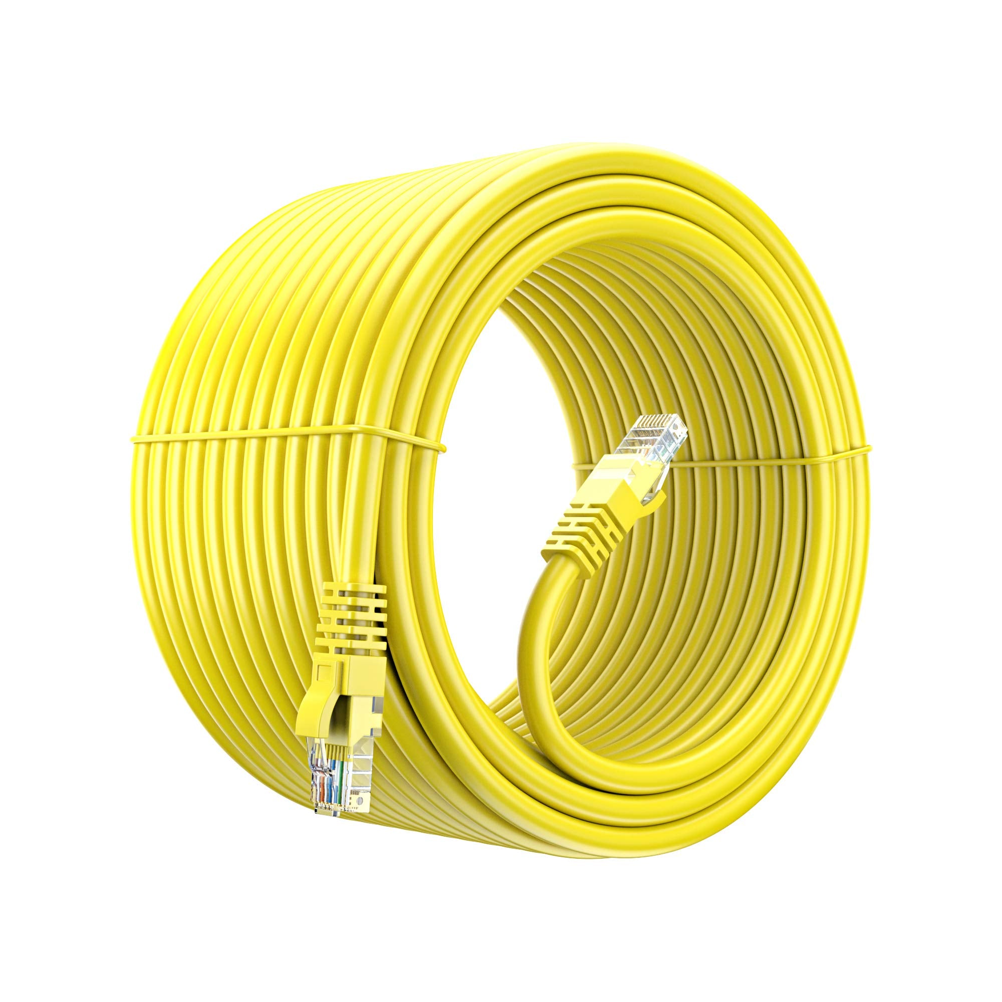 Maximm Cat 6 Ethernet Cable 150 Ft, 100% Pure Copper, Cat6 Cable Lan Cable, Internet Cable, Patch Cable And Network Cable   Utp (Yellow) 150 Feet