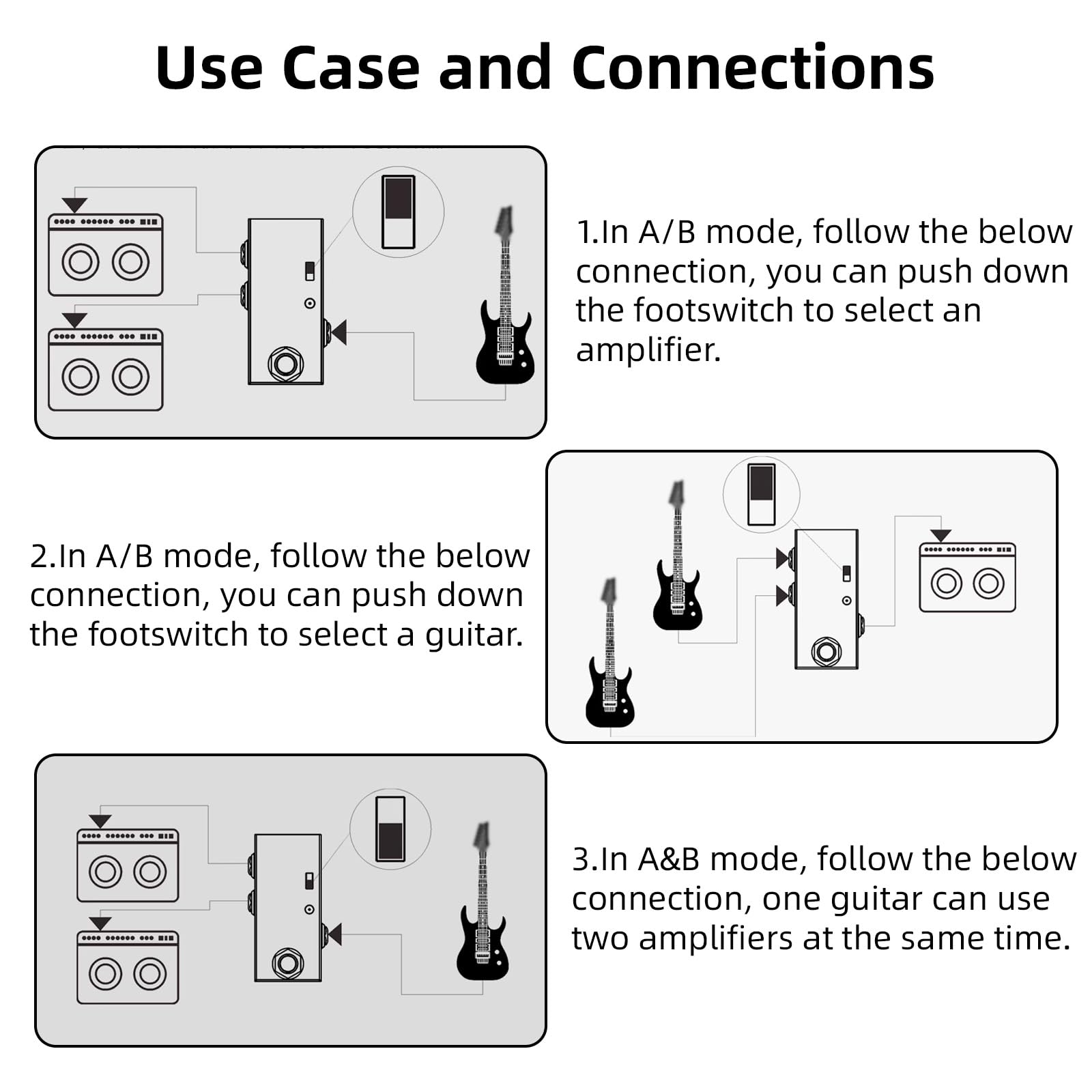 A/B Switch Guitar Pedal - Sunydog Aby Line Selector, Mini Aby Switch Guitar Pedal True Bypass Guitar Bass Pedal Ab Box - Aby Cha