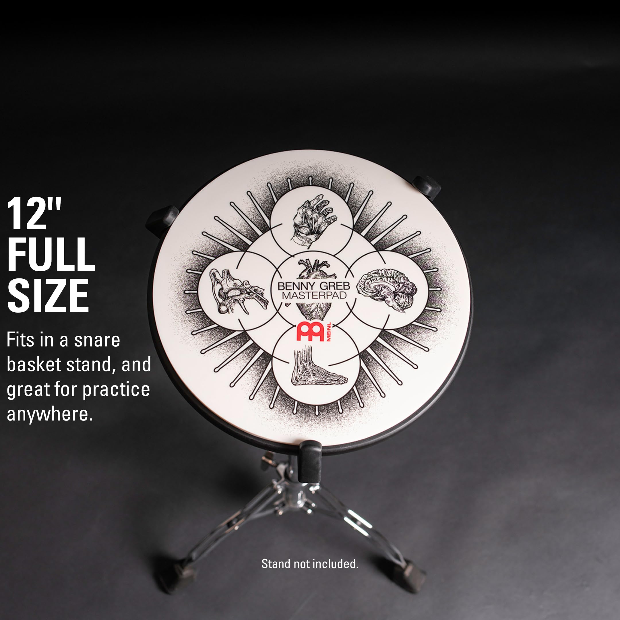 Meinl Cymbals Artist Series 12'' Drum Practice Pad, Benny Greb Signature Masterpad, Silicone   Medium Rebound And Controlled Vol