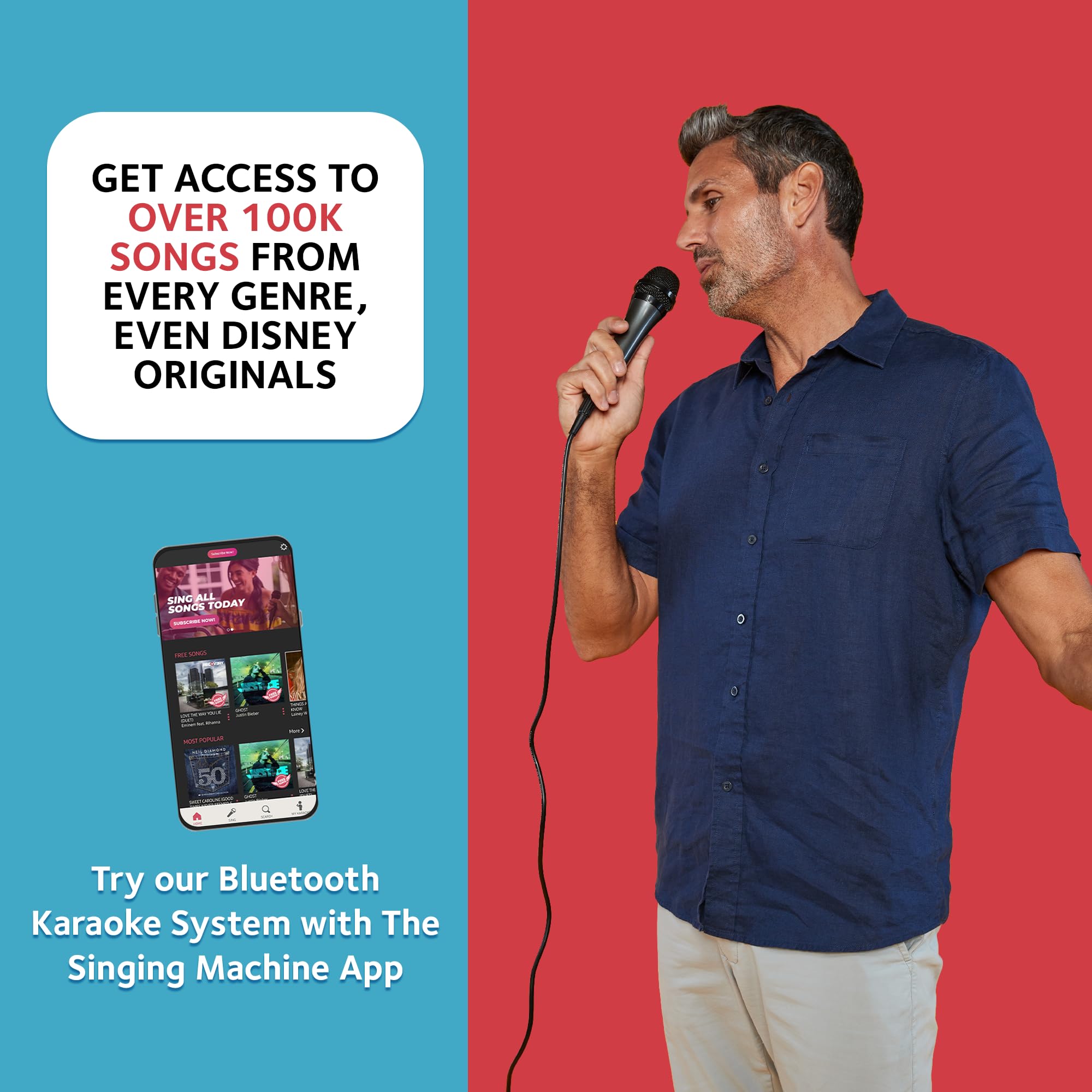 Singing Machine Portable Karaoke Machine For Adults & Kids With Wired Microphone, White   Built In Speaker, Bluetooth With Led D