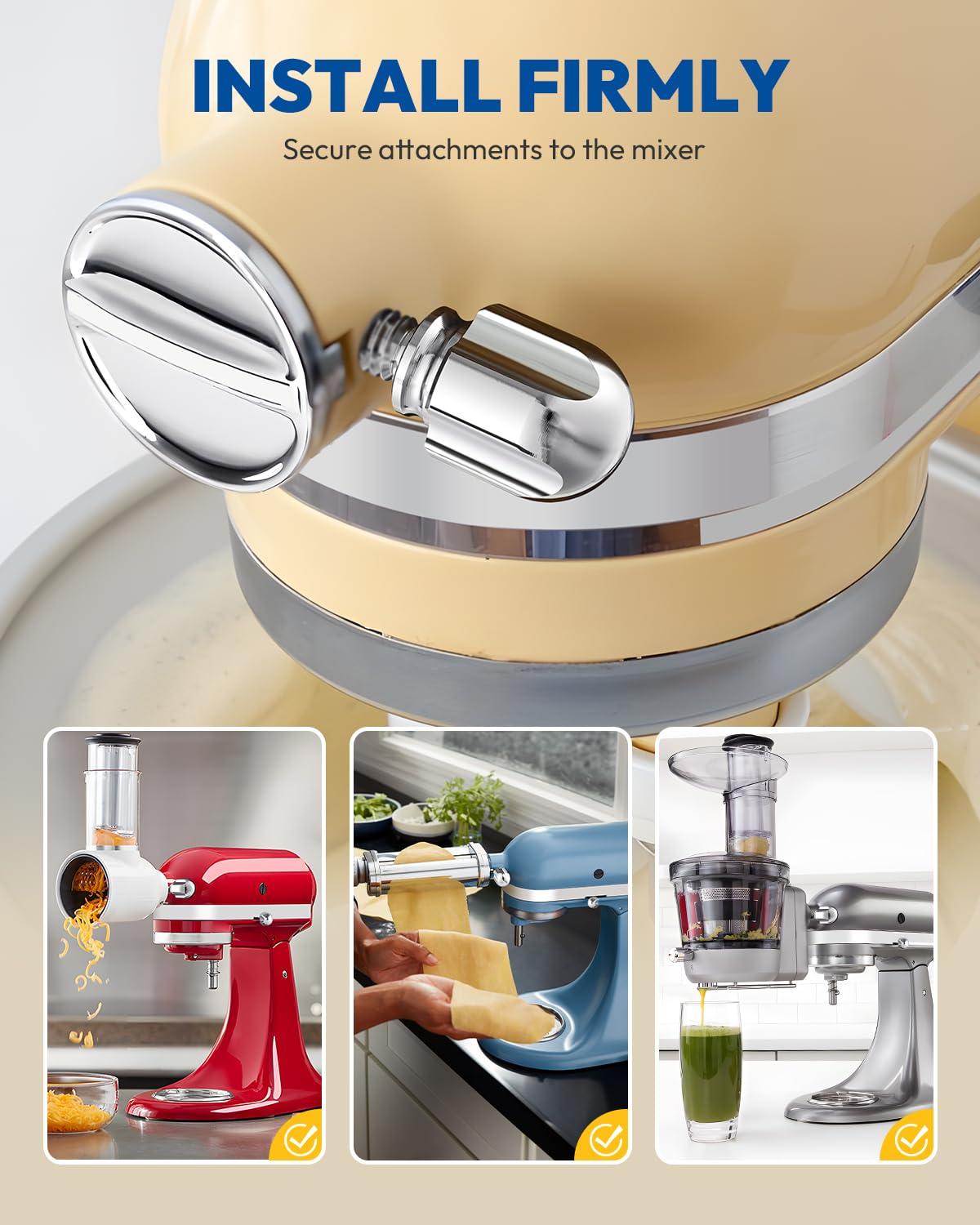 Attachment Knob Thumb Screw Fit For Kitchenaid Mixers, Upgraded 6061 Aluminum Long Screw Head Knob Replacement Parts, Replaces 9