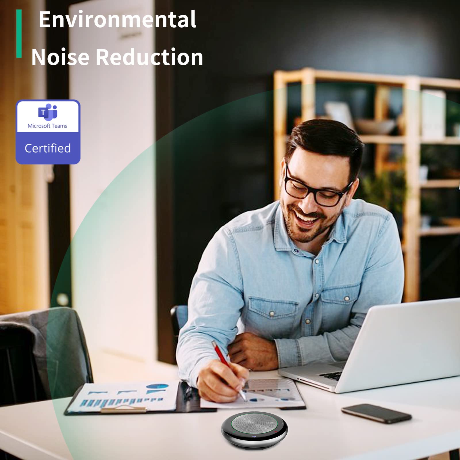 Yealink Cp700 Bluetooth Speakerphone With Dongle Teams Certified, Portable Conference Speaker And Microphone For Meeting, Softph