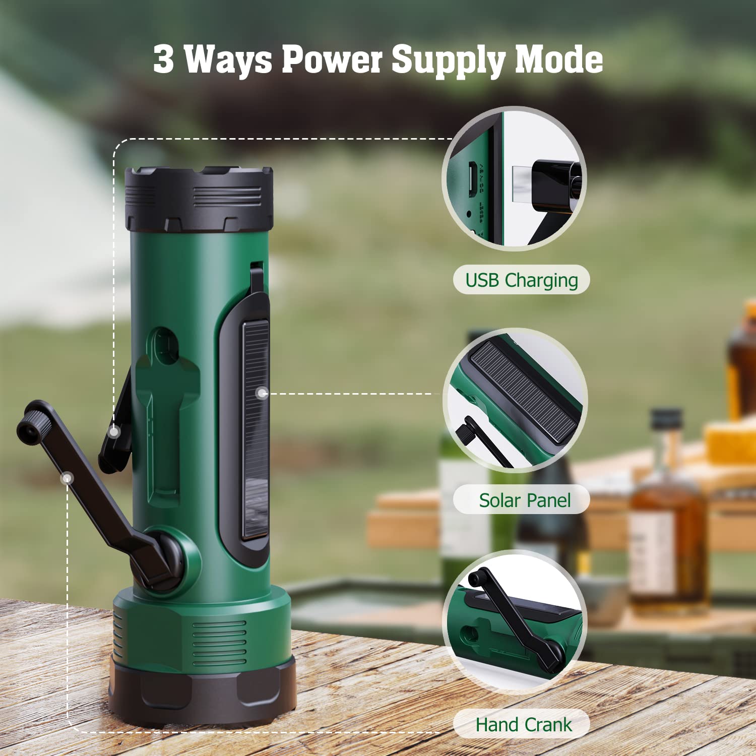 Pplee Emergency Solar Hand Crank Radio With 5 Led Flashlight For Survival, Noaa/Am/Fm Weather Alert Radio With Reading Lamp,Batt