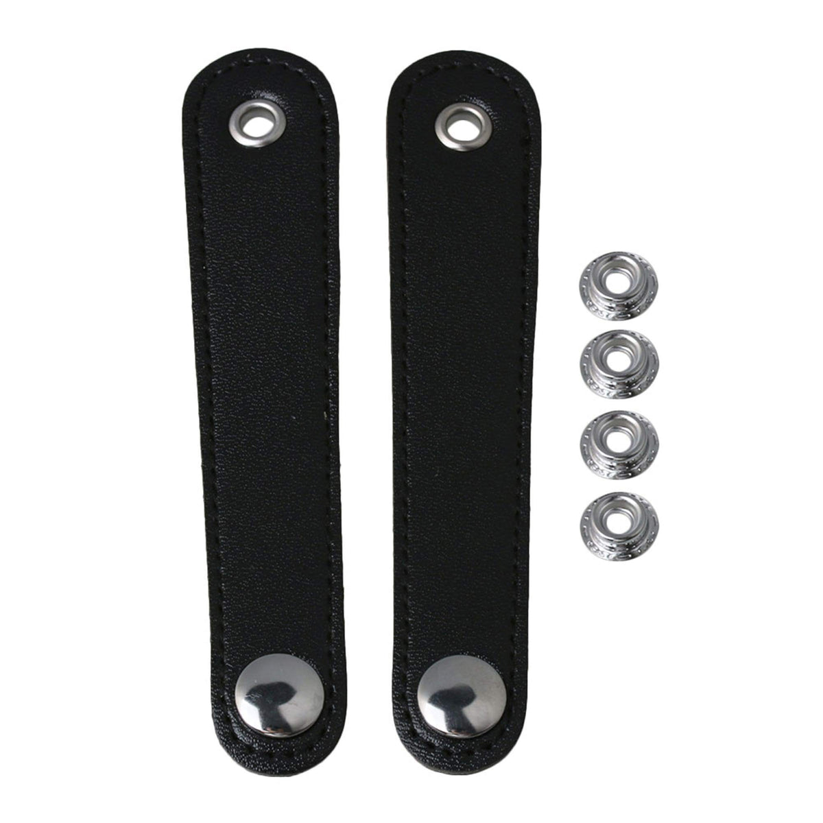 Yibuy Black Faux Leather Adjustable Accordion Bellows Straps With Buckles For Bass Accordion Pack Of 2