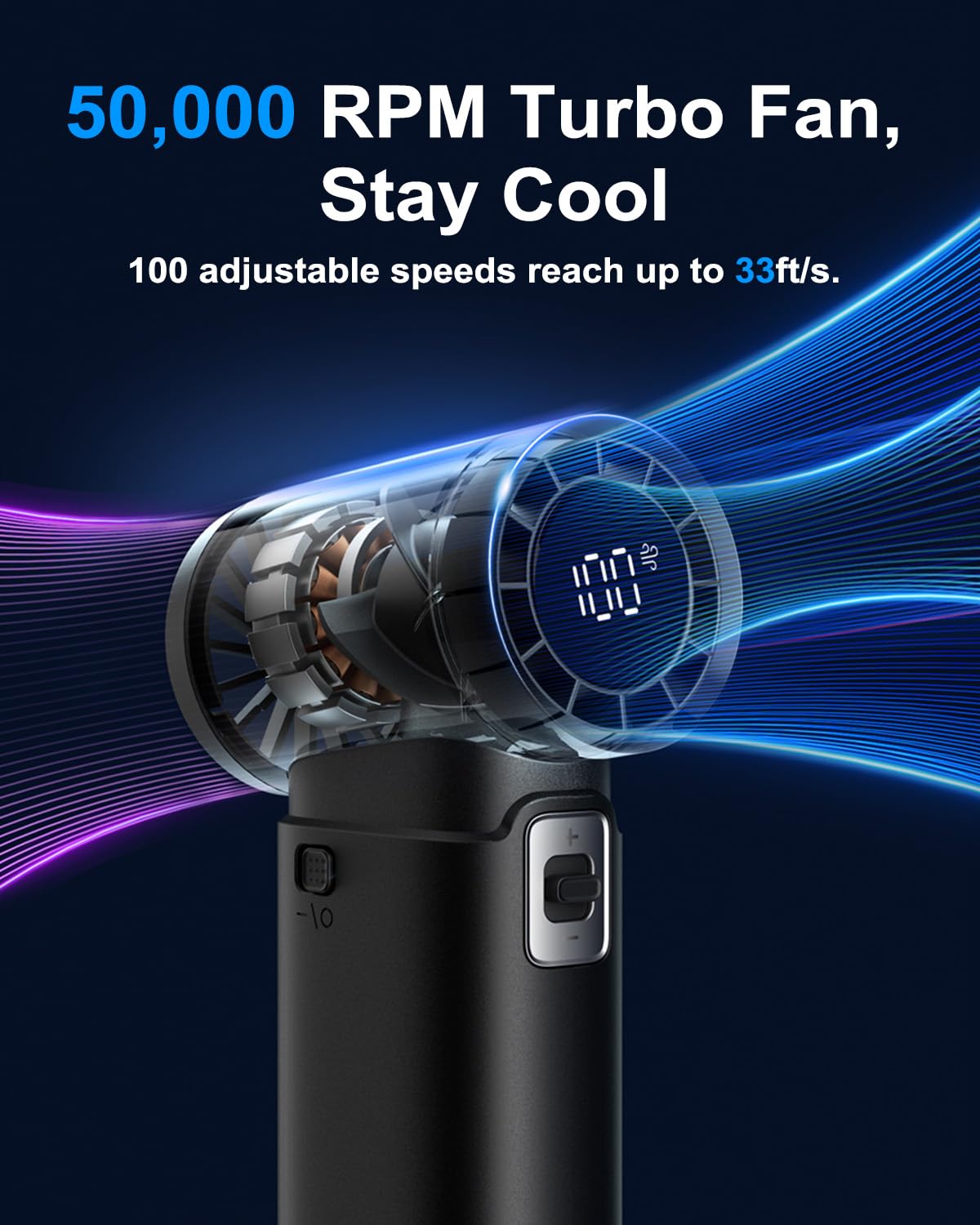Handheld Fan - Portable Fan With Charger Power Bank, 9000Mah Hand Held Fan Rechargeable 18W Fast Charging, Type-C Input, 50000Rp