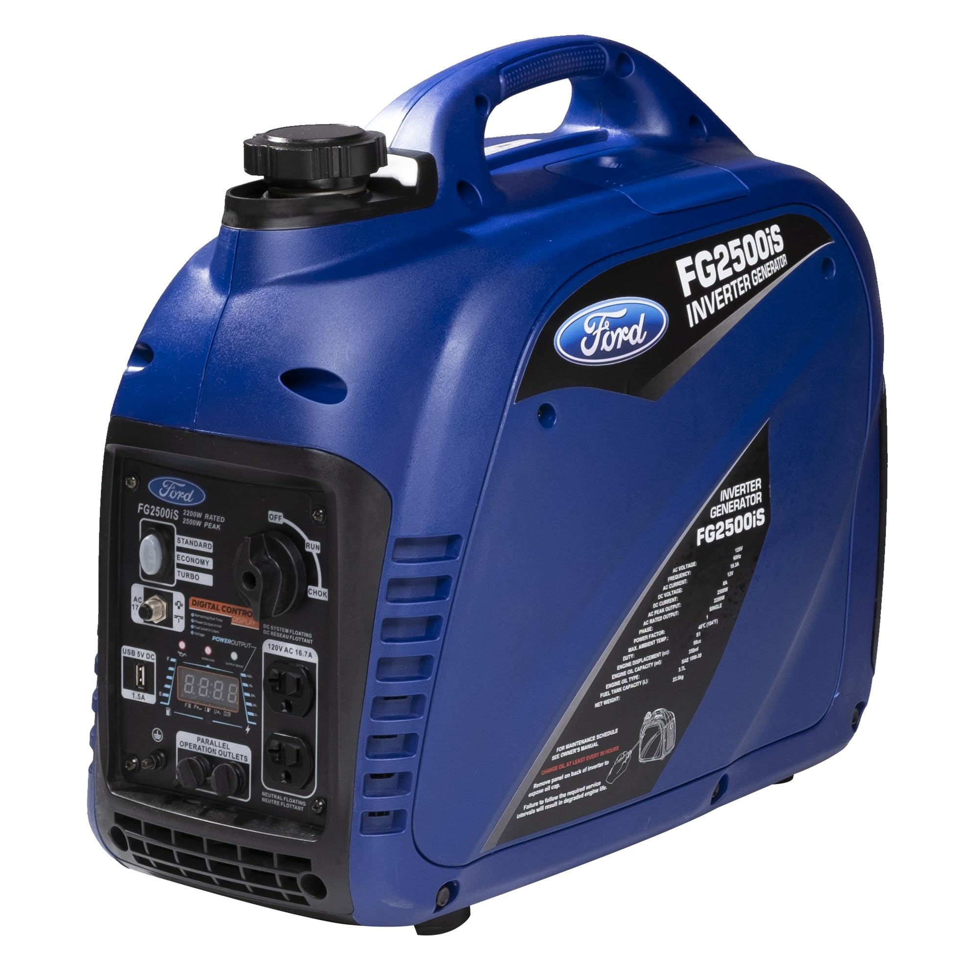 Ford 2500 Watt Gas Inverter Generator, Small Portable & Quiet, Home Use, Camping, Outdoor, CARB Compliant, Parallel Capability, 