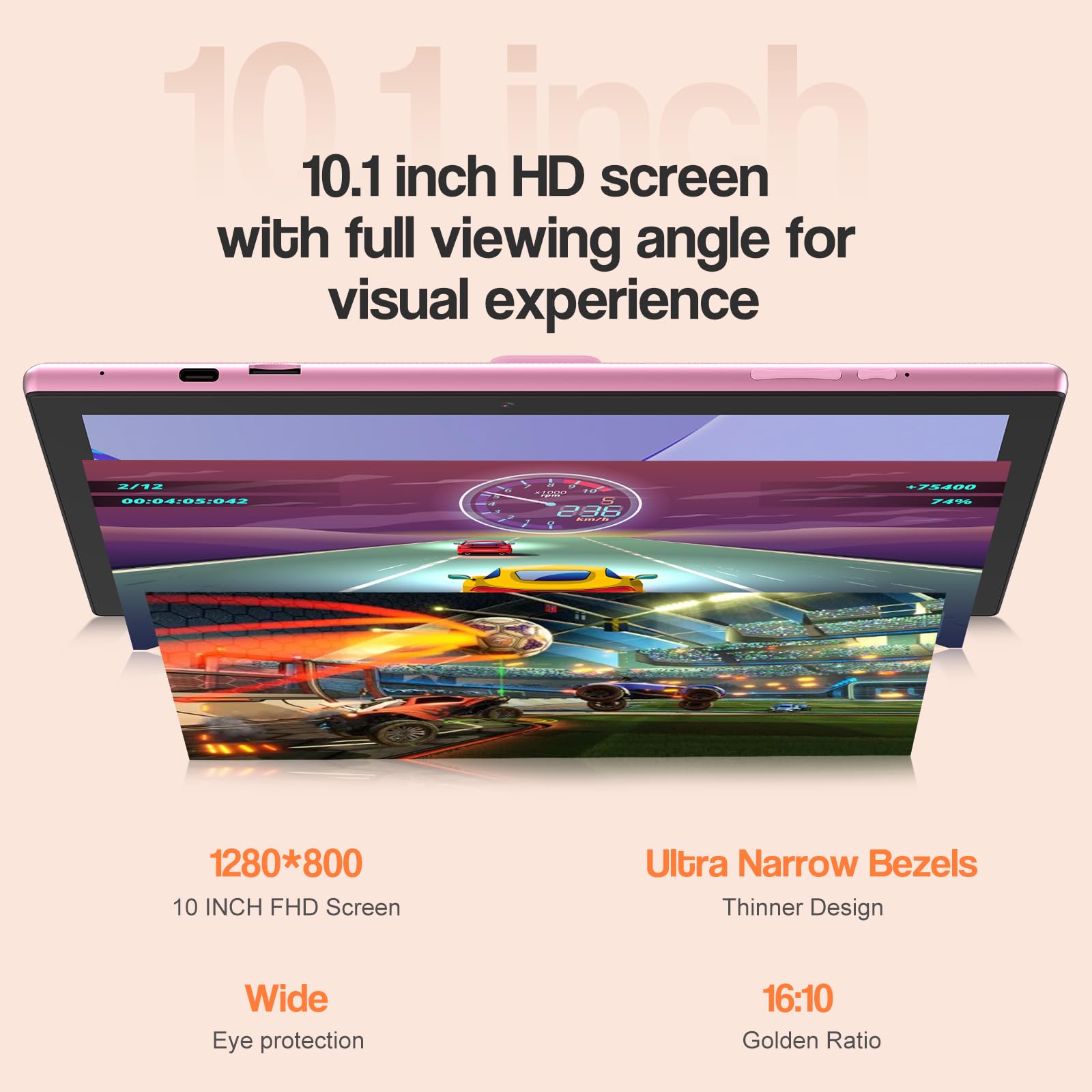 Yqsavior Tablet 10 Inch, 2 In 1 Tablet With Keyboard, 4Gb+64Gb Android 12 Tablet Pc, Quad Core, 1280 * 800 Hd Screen, Dual Camer