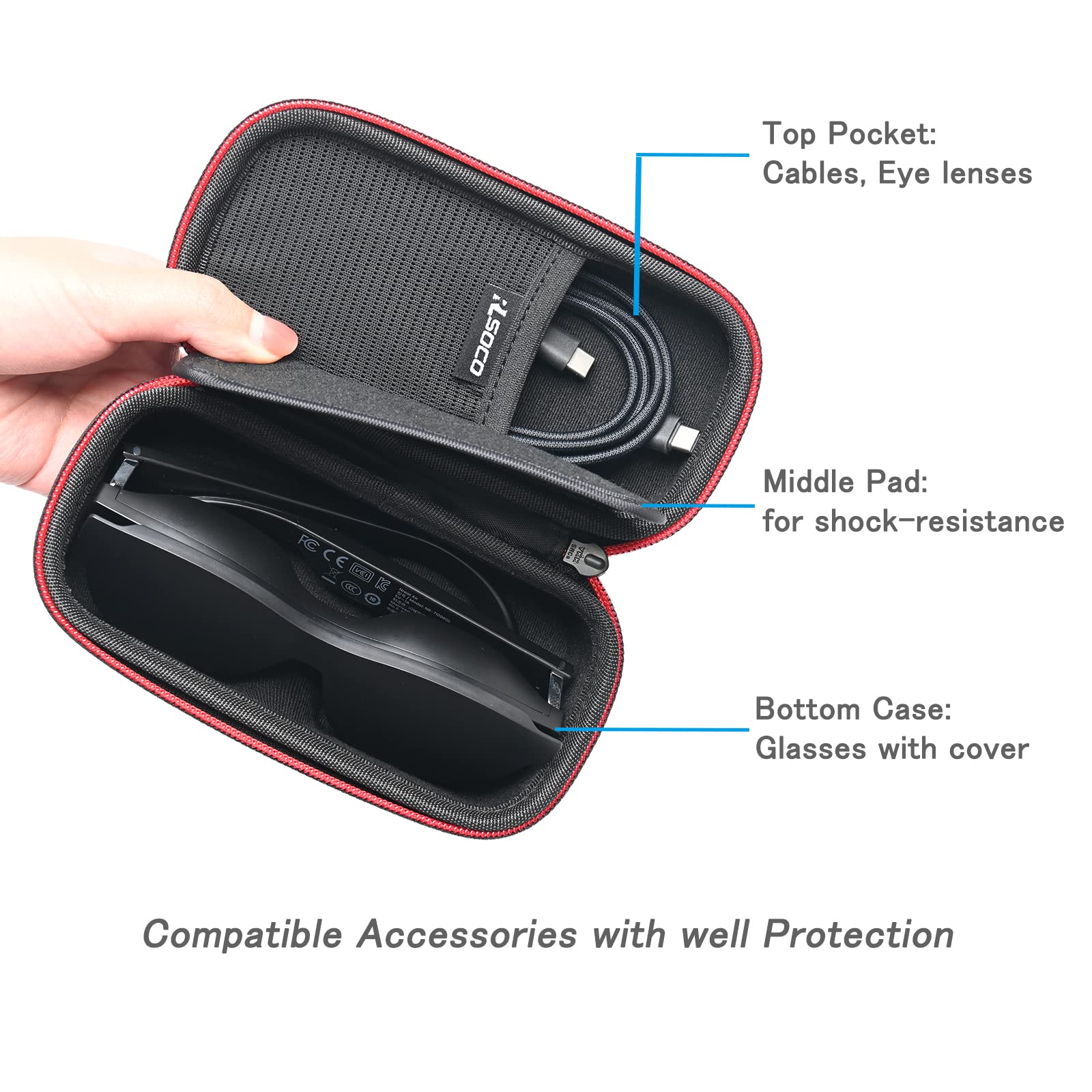 Rlsoco Carrying Case Compatible With Xreal One/Air/Air 2 & Rayneo Air 2 Ar Glasses (Case Only)