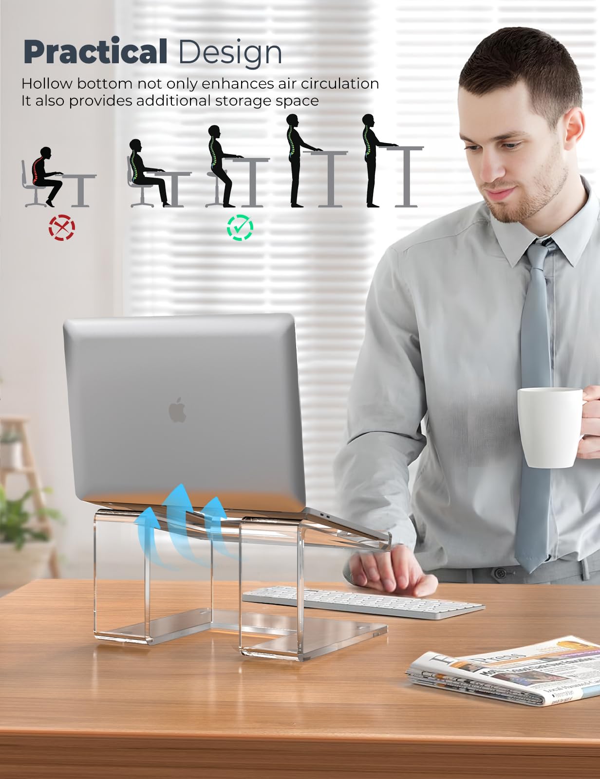 Fucdtefc Acrylic Laptop Stand For Desk, Laptop Riser For 10 14 Inch Laptops, Ergonomic Laptop Holder, Computer Stand For Laptop